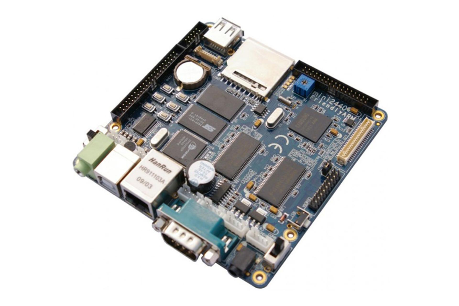 نمای نیمرخ کامپیوتر کوچک Mini2440 فرندلی الک با نمایش بورد و درگاه ها