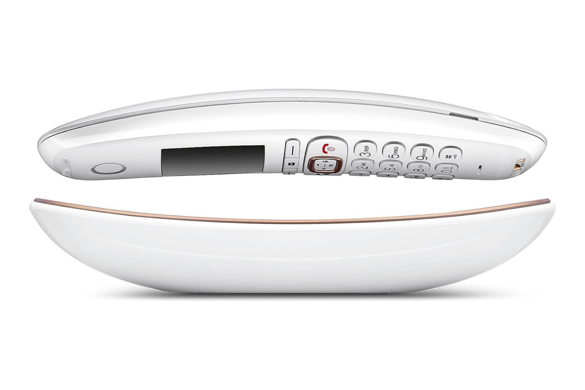 نمای لبه کناری تلفن گیگاست Sculpture CL750A GO با نمایش لبه سمت چپ پایه و گوشی