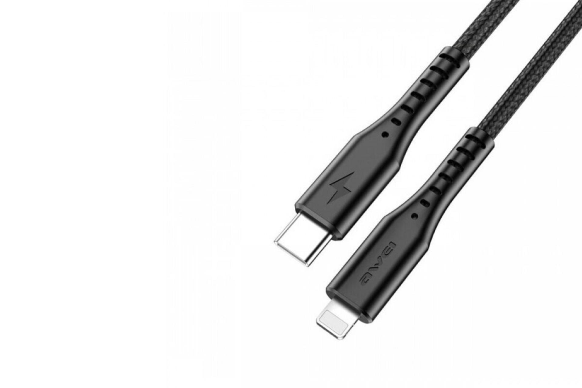 کانکتور و اتصال کابل شارژ USB آوی Type-C به Lightning مدل CL-78 با طول 1 متر