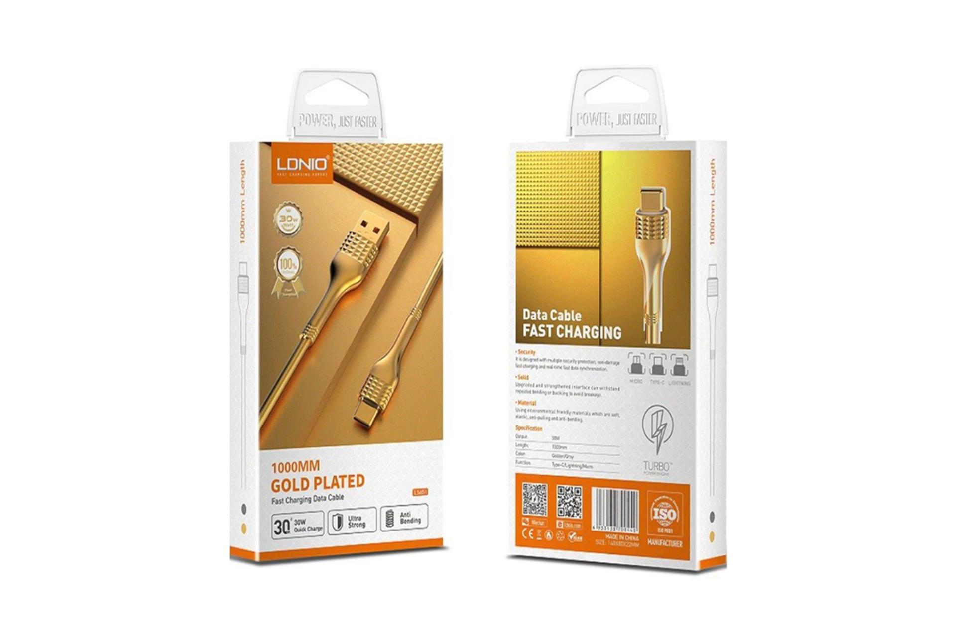 جعبه کابل شارژ USB الدینیو Type-A به Micro-USB مدل LS651 با طول 1 متر