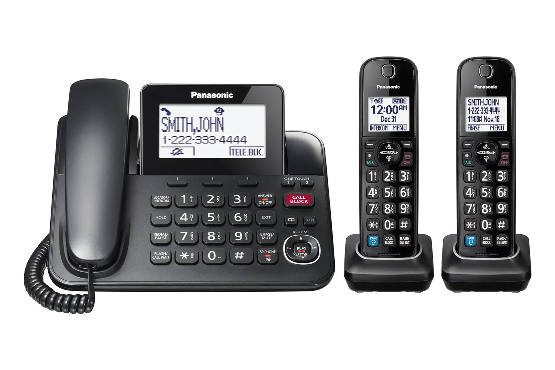 نمای کلی تلفن پاناسونیک KX-TGF892 با نمایش پایه اصلی و گوشی های بی سیم