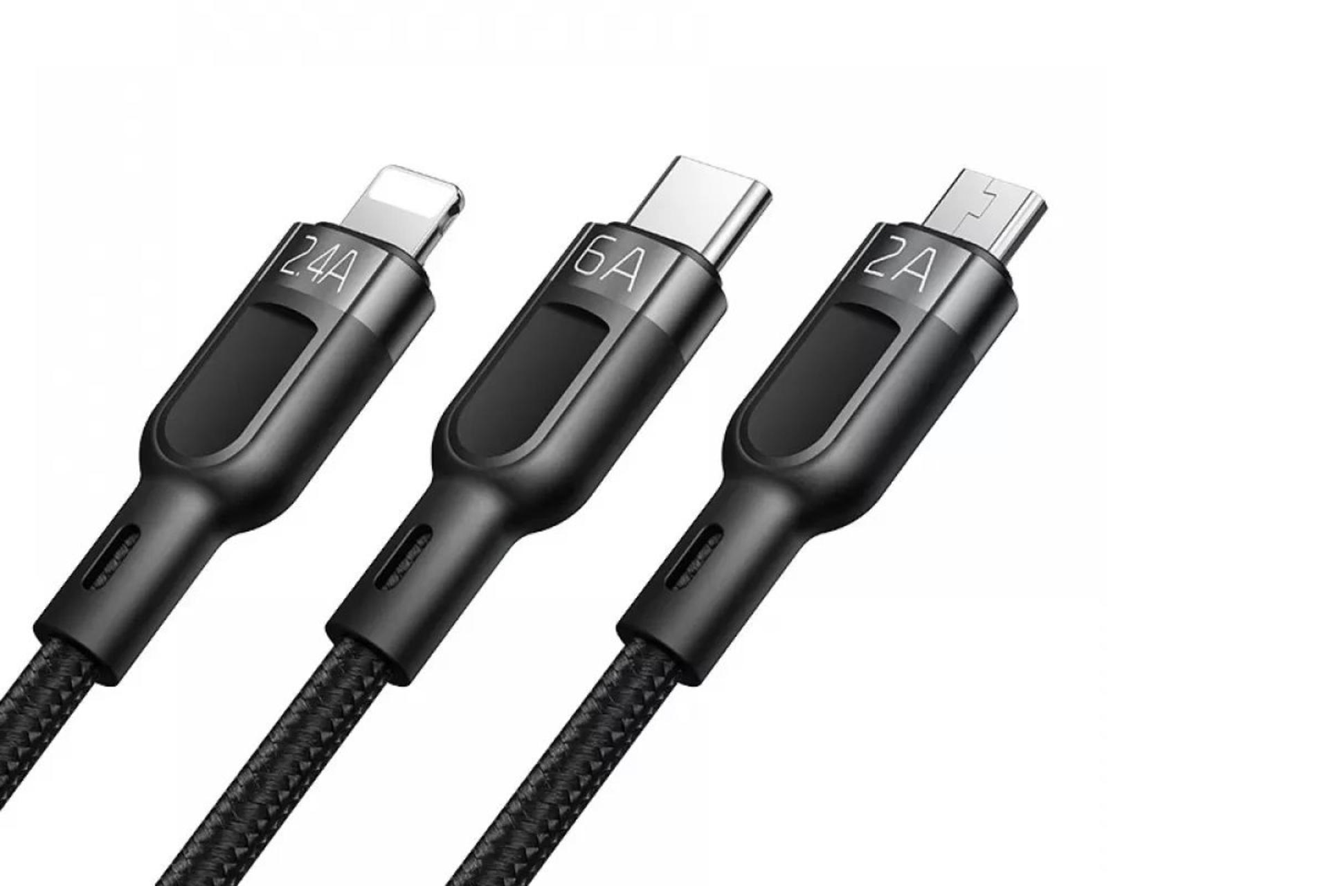 کانکتور و اتصال کابل شارژ USB مک دودو Type-A به Type-C+Micro-USB+Lightning مدل CA-0930 3in1 با طول 1 متر