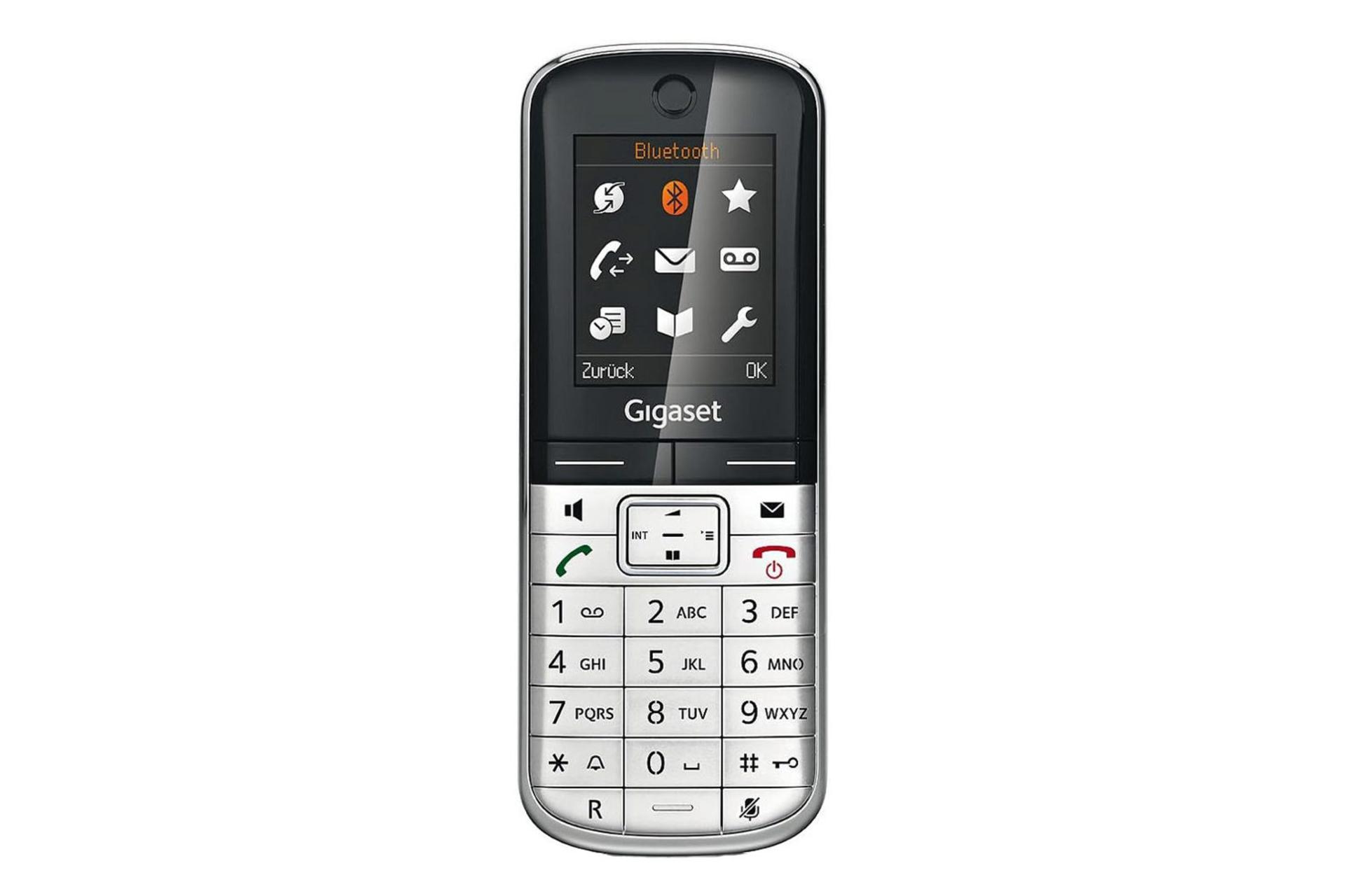 نمای رو به روی تلفن گیگاست SL400 با نمایشگر روشن و نمایش صفحه کلید