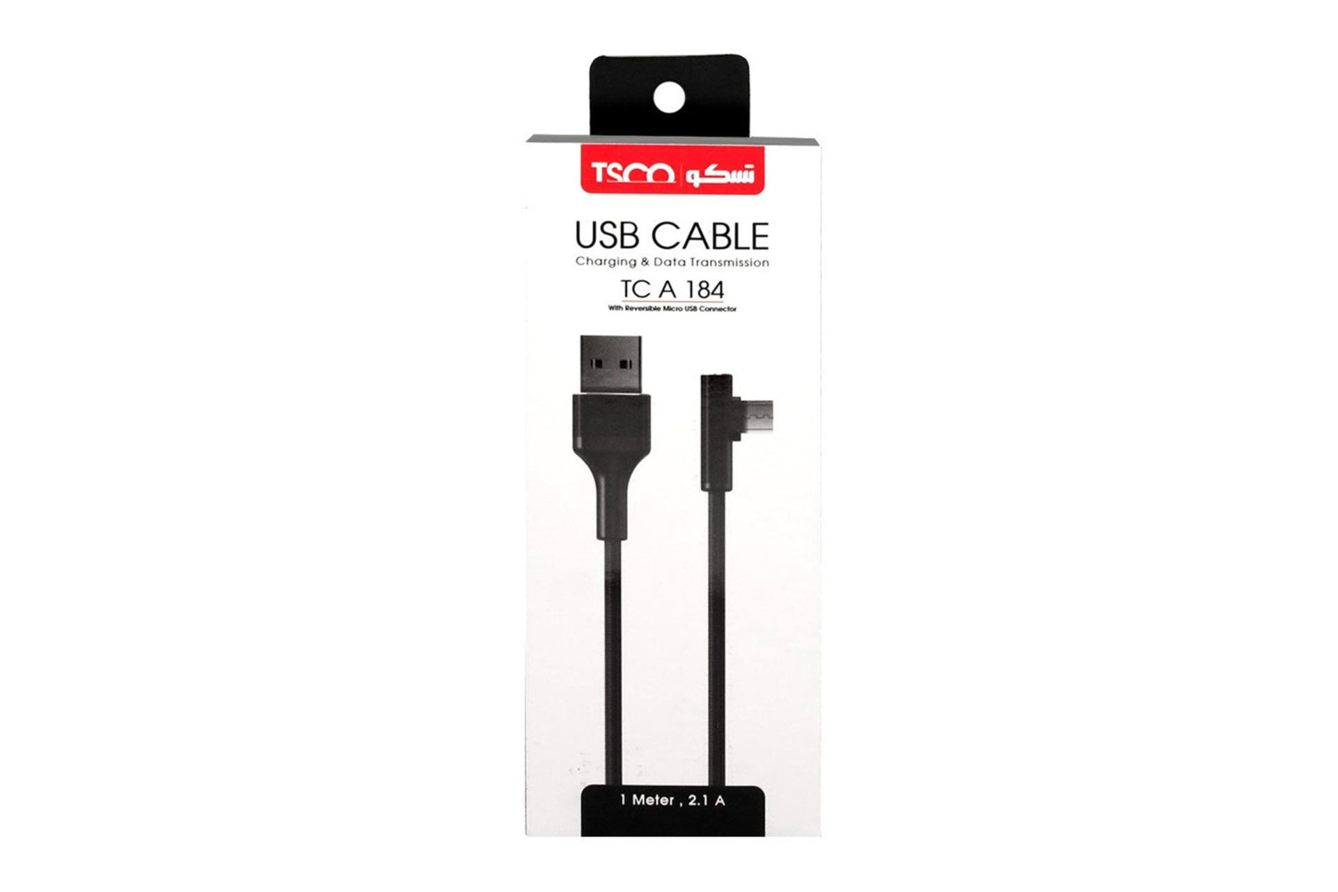 جعبه کابل شارژ USB تسکو Type-A به Micro-USB مدل TC A 184 با طول 1 متر