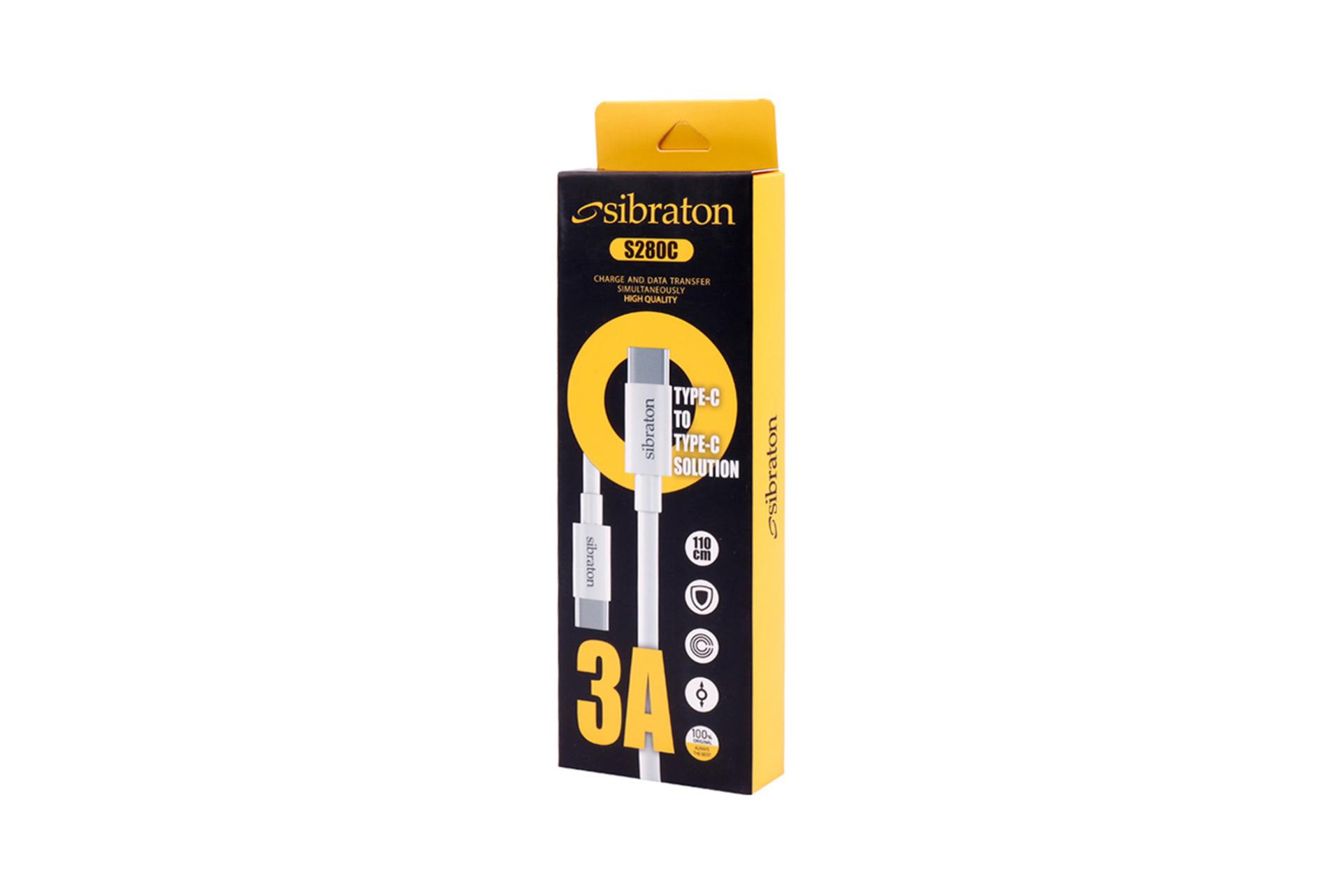 جعبه کابل شارژ USB سیبراتون Type-C به Type-C مدل S280C با طول 1.2 متر