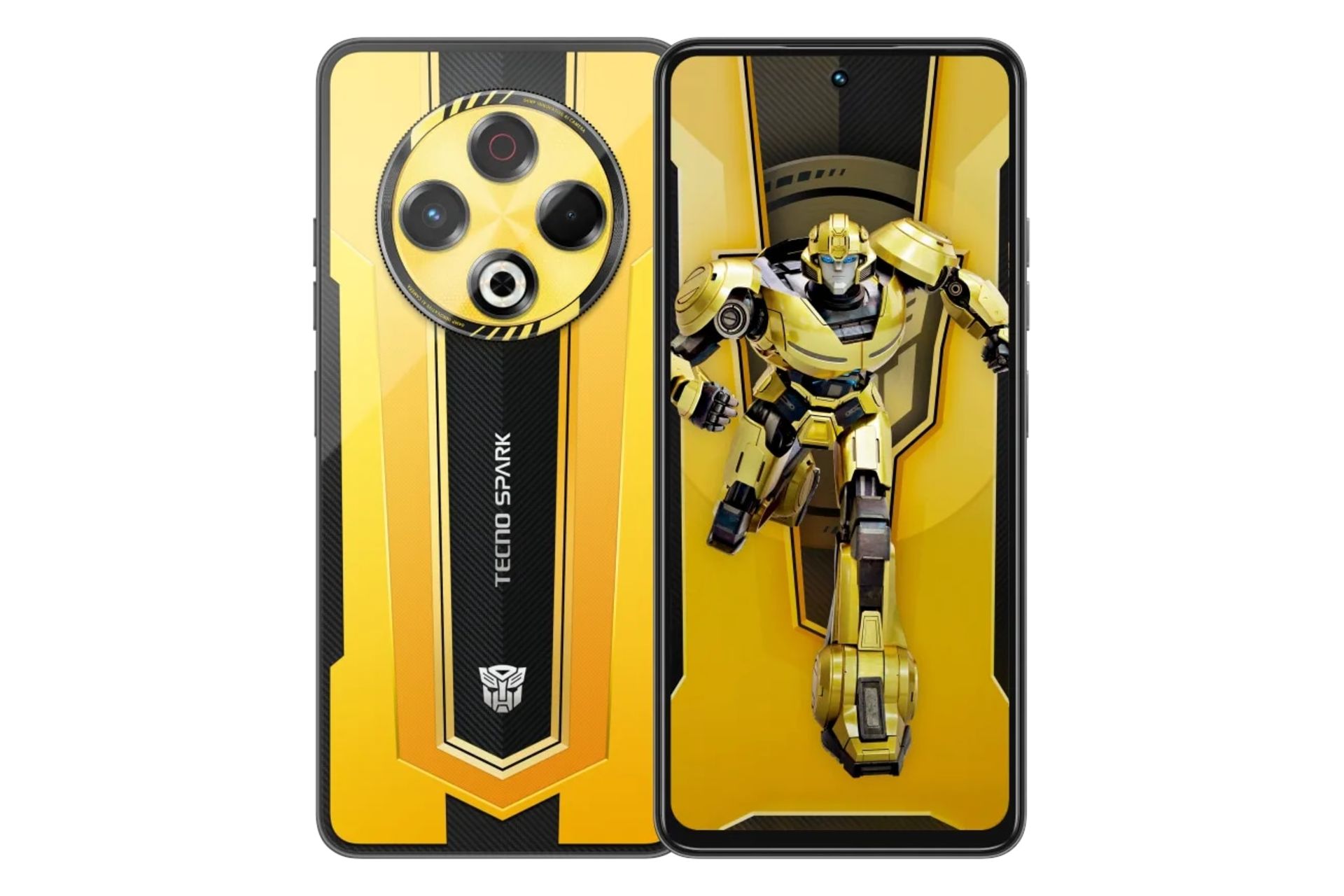 پنل جلو و پشت گوشی موبایل اسپارک 30 تکنو مشکی و زرد / Tecno Spark 30
