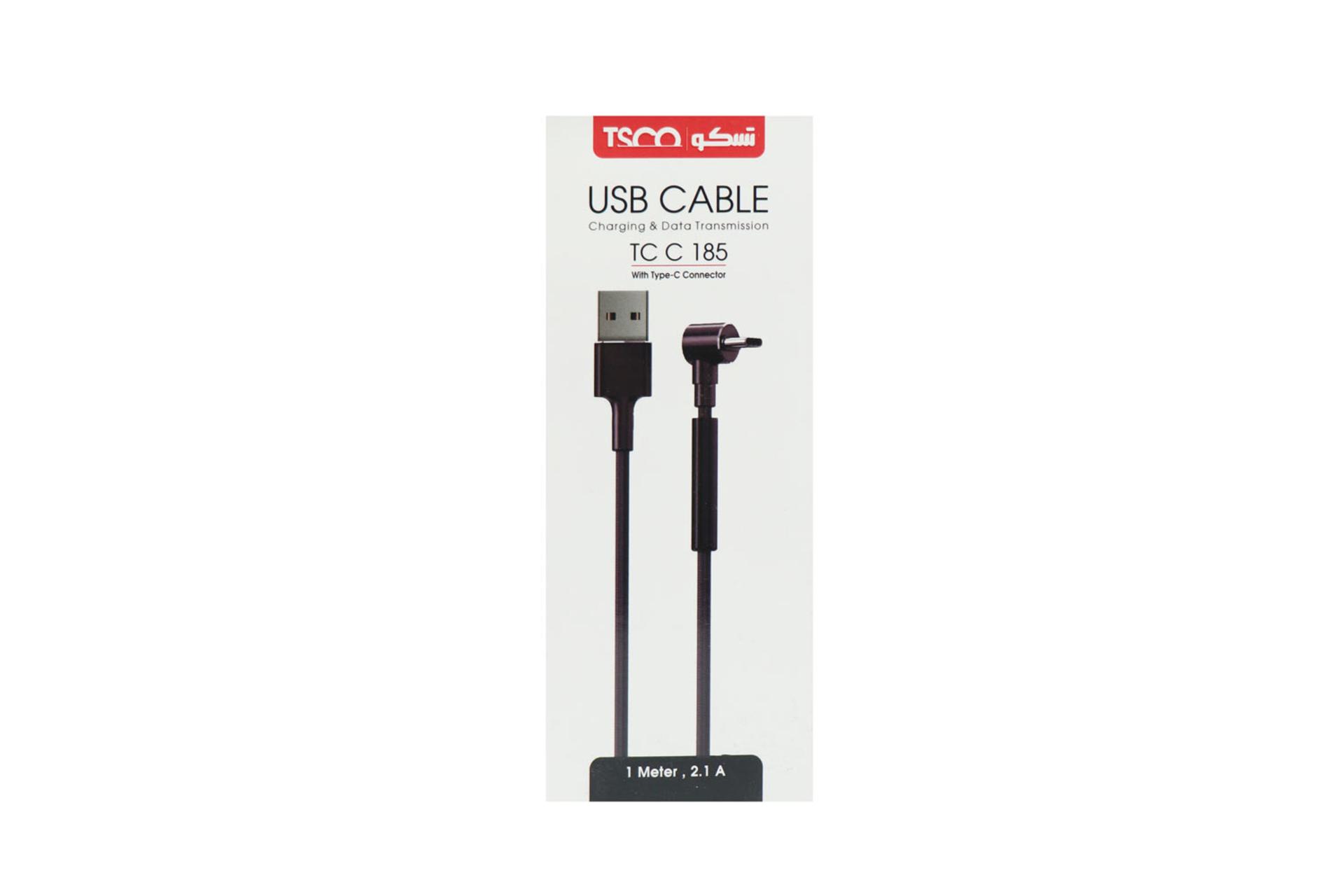 جعبه کابل شارژ USB تسکو Type-A به Type-C مدل TC C 185 با طول 1 متر