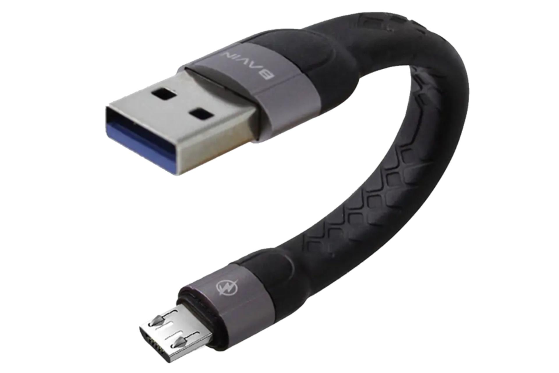 کانکتور و اتصال کابل شارژ USB باوین Type-A به Micro-USB مدل CB-192 با طول 0.12 متر