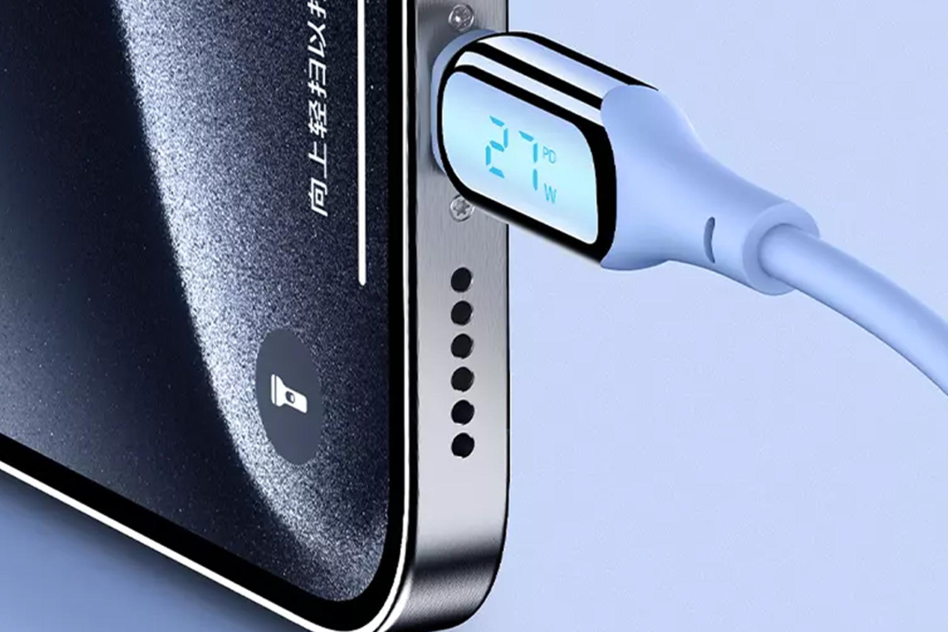 کانکتور و اتصال کابل شارژ USB رسی Type-C به Lightning مدل RS17CL با طول 1.2 متر