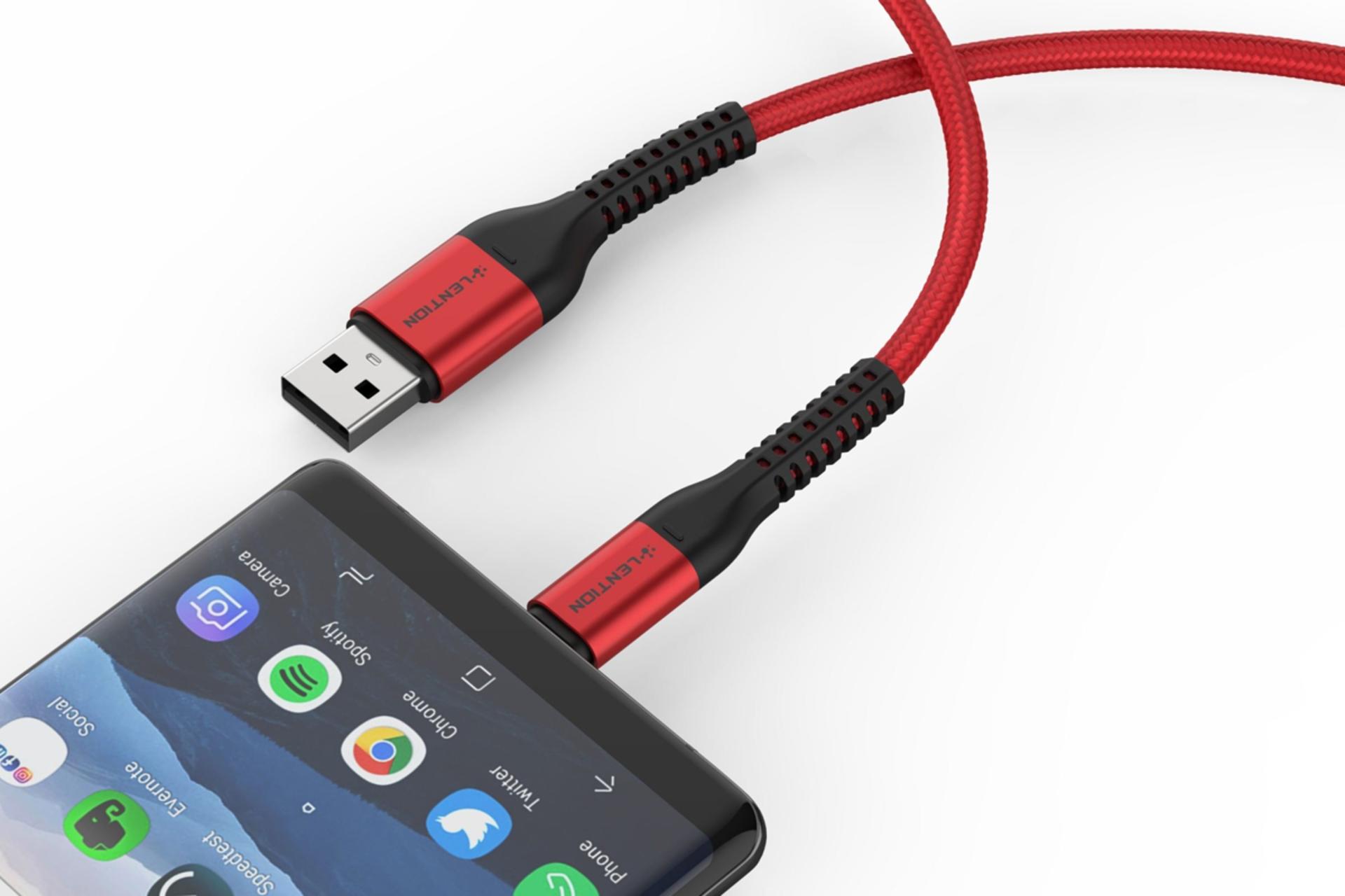 کانکتور و اتصال کابل شارژ USB لنشن Type-A به Type-C مدل ACT-27W1M با طول 1 متر