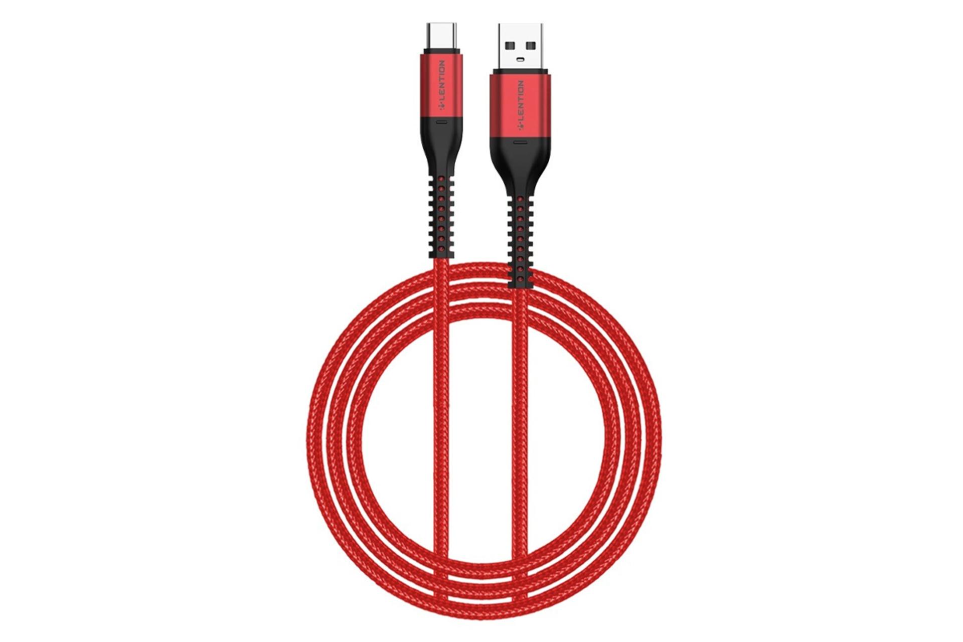 کابل شارژ USB لنشن Type-A به Type-C مدل ACT-27W1M با طول 1 متر رنگ قرمز