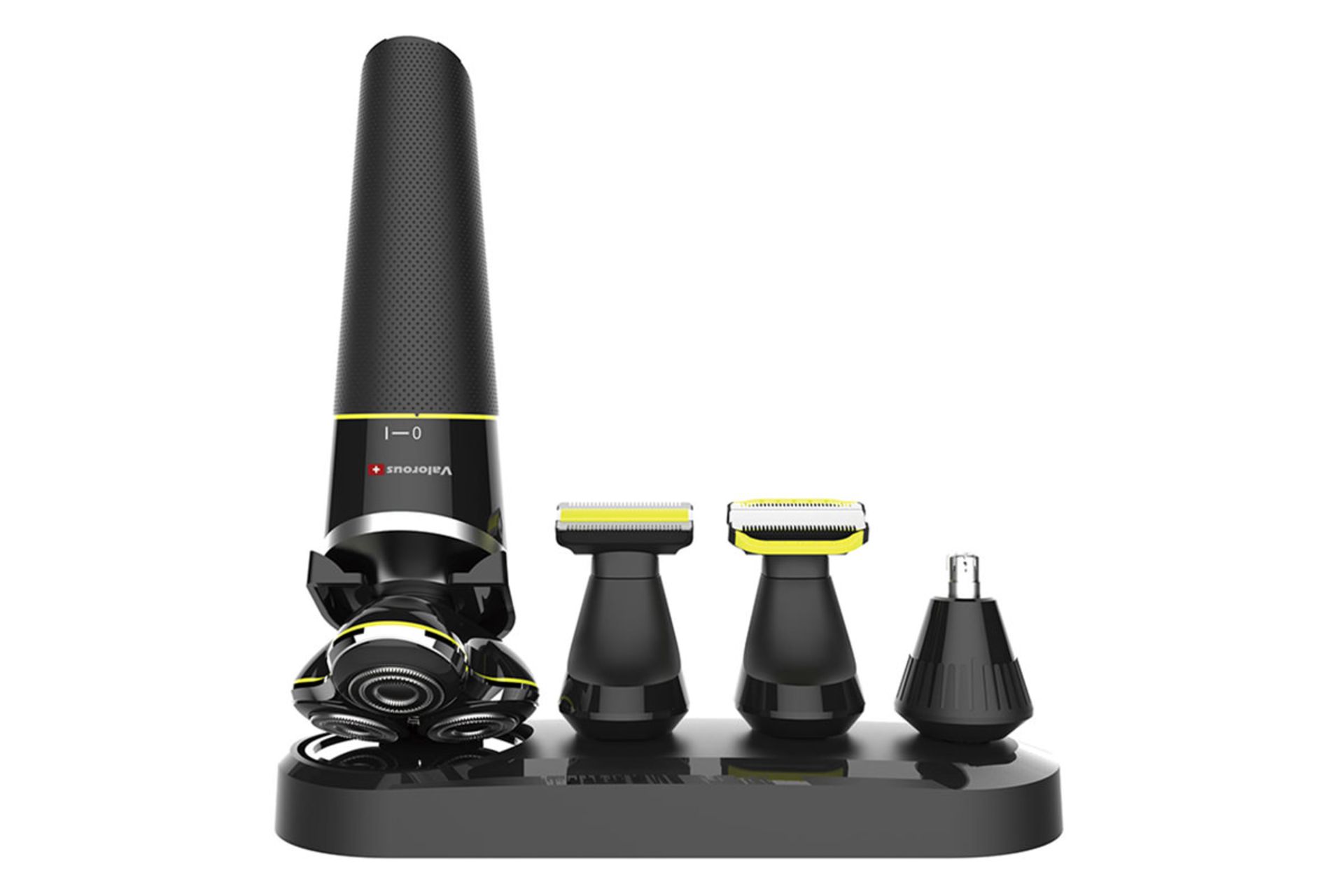 ماشین اصلاح و ریش تراش والوروس Valorous VL-115 نمای جلو به همراه سری ها و استند