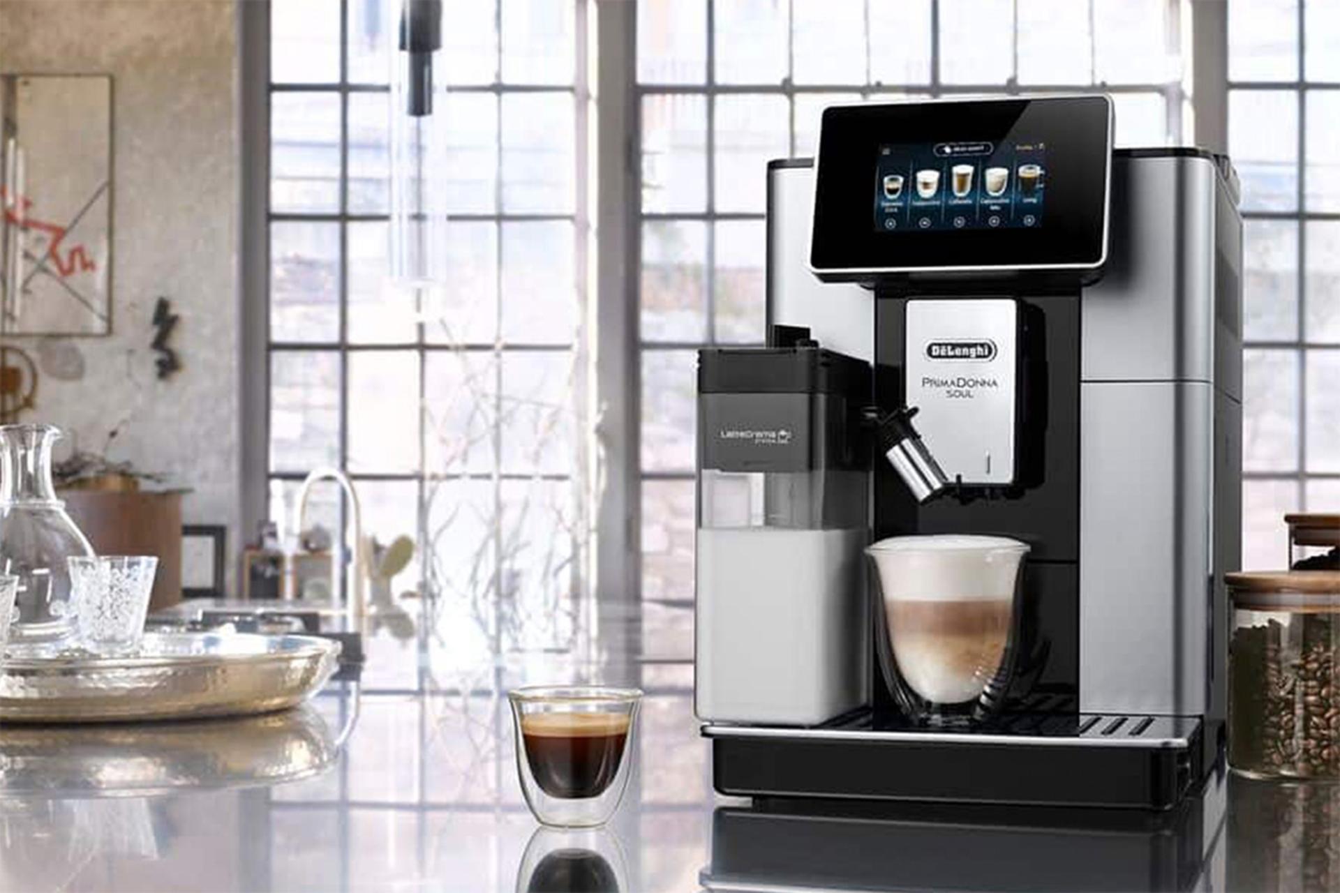 مرجع متخصصين ايران نماي جلوي اسپرسو ساز دلونگي Delonghi PrimaDonna Soul
