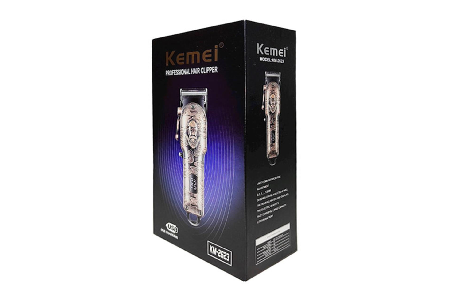 ماشین اصلاح و ریش تراش کیمی Kemei KM-2623 جعبه و بسته بندی