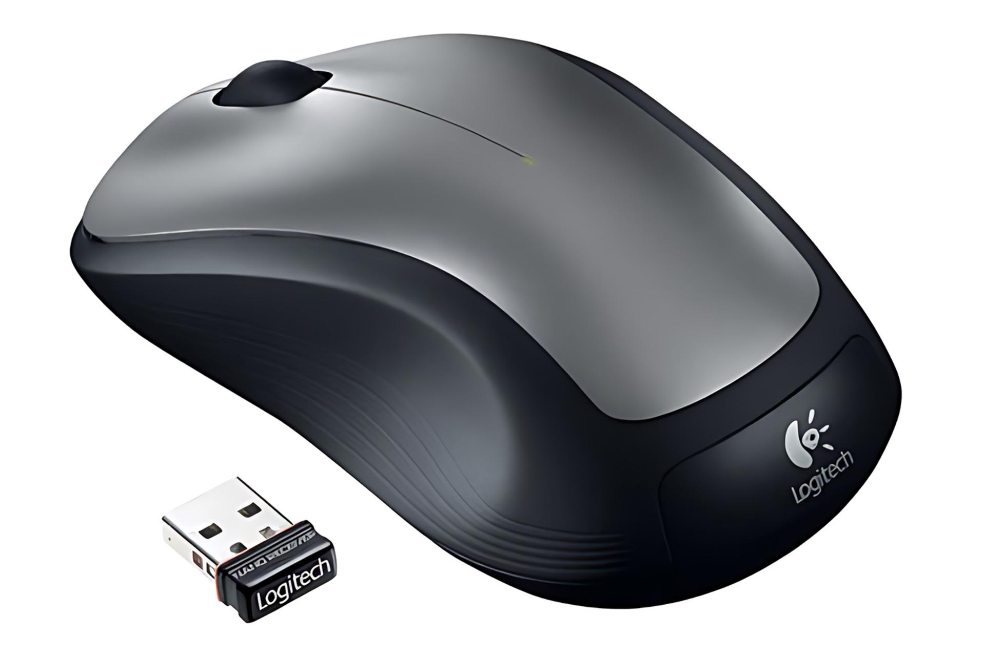  نمای کناری ماوس لاجیتک Logitech M320 به همراه دانگل بی سیم