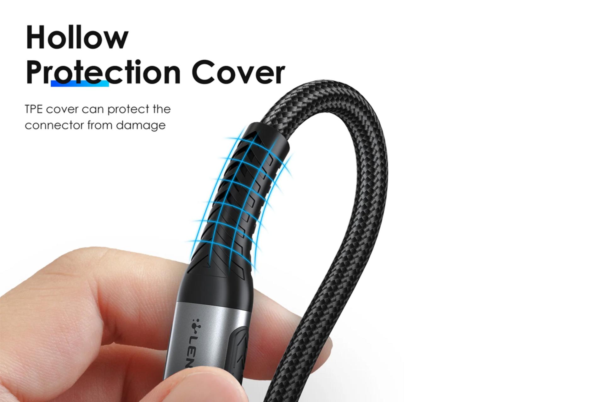 انعطاف پذیری کابل شارژ USB لنشن Type-C به Type-C مدل CCE-5A با طول 2 متر