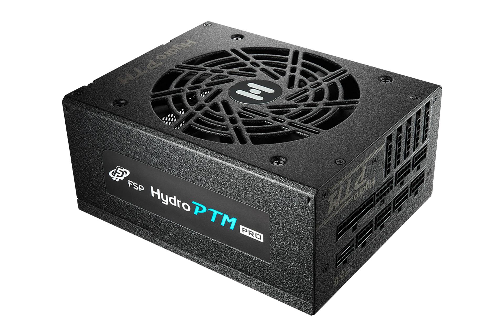 نمای نیمرخ پاور کامپیوتر اف اس پی HYDRO PTM PRO ATX3.0 PCIe5.0 با توان 850 وات با نمایش پنل کناری و فن
