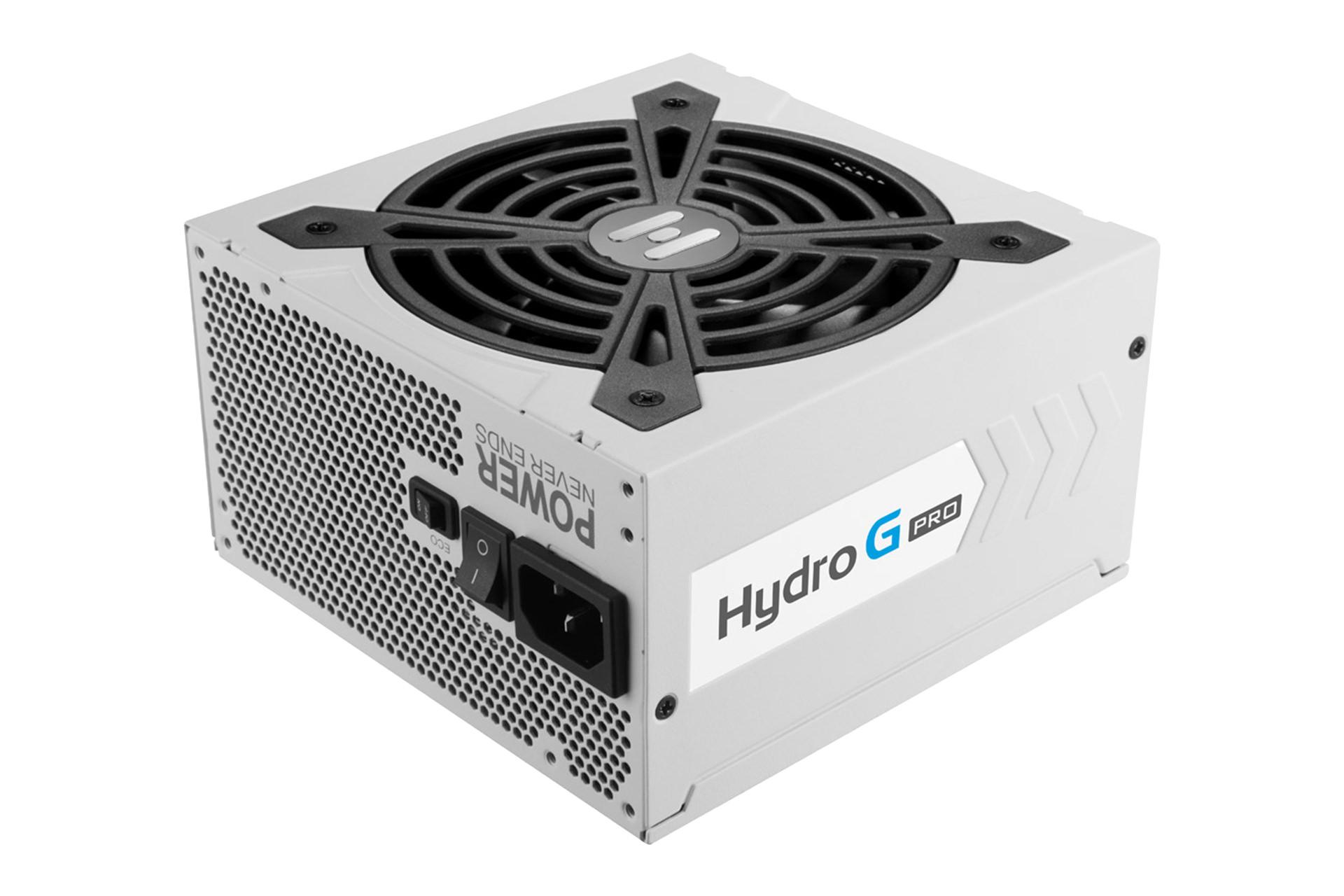 نمای نیمرخ پنل پشت پاور کامپیوتر اف اس پی HYDRO G PRO ATX3.0 PCIe5.0 با توان 1000 وات با نمایش درگاه و سوییچ برق