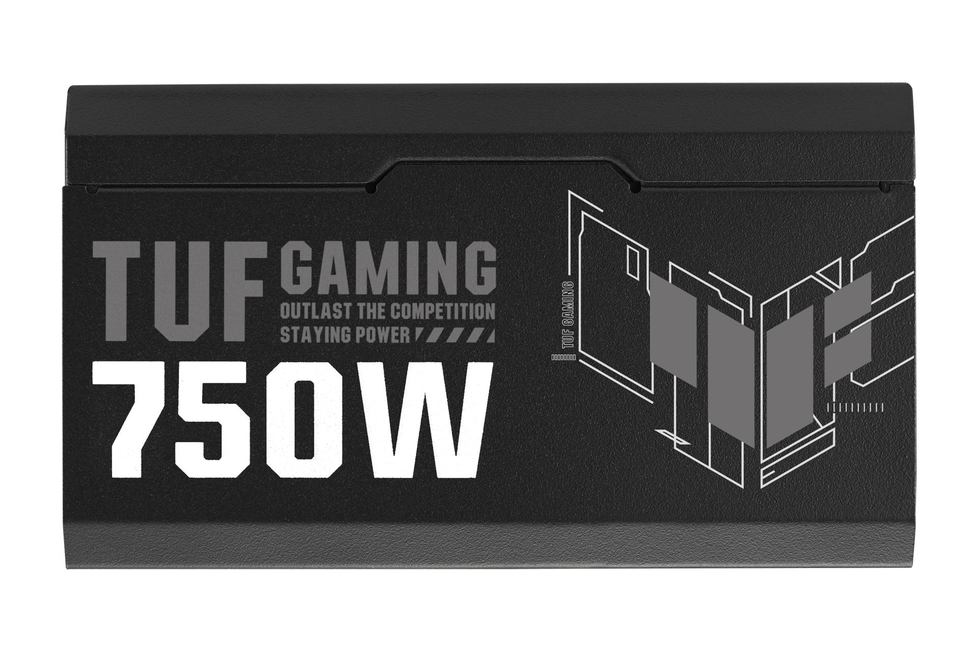 نمای پنل سمت راست پاور کامپیوتر ایسوس TUF Gaming 750W Gold با توان 750 وات با نمایش لوگو