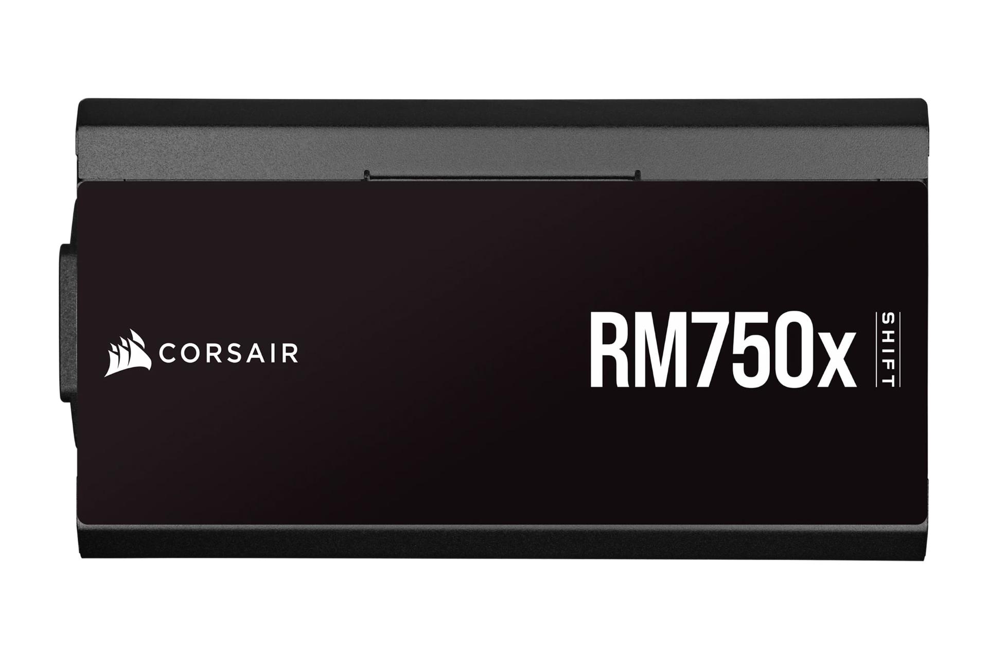 نمای پنل کناری پاور کامپیوتر کورسیر RM750x SHIFT با توان 750 وات با نمایش لوگو
