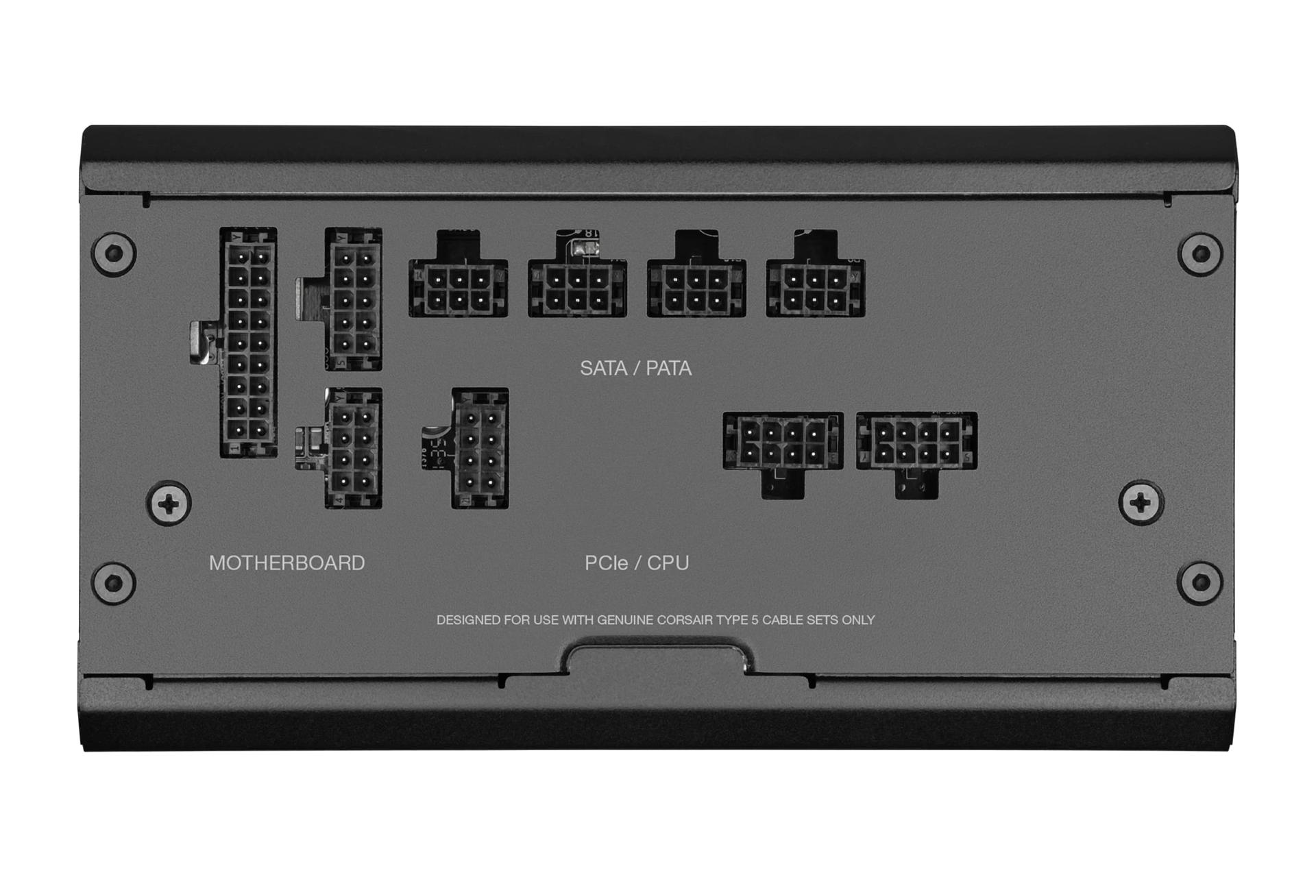 نمای پنل کناری پاور کامپیوتر کورسیر RM750x SHIFT با توان 750 وات با نمایش درگاه ها