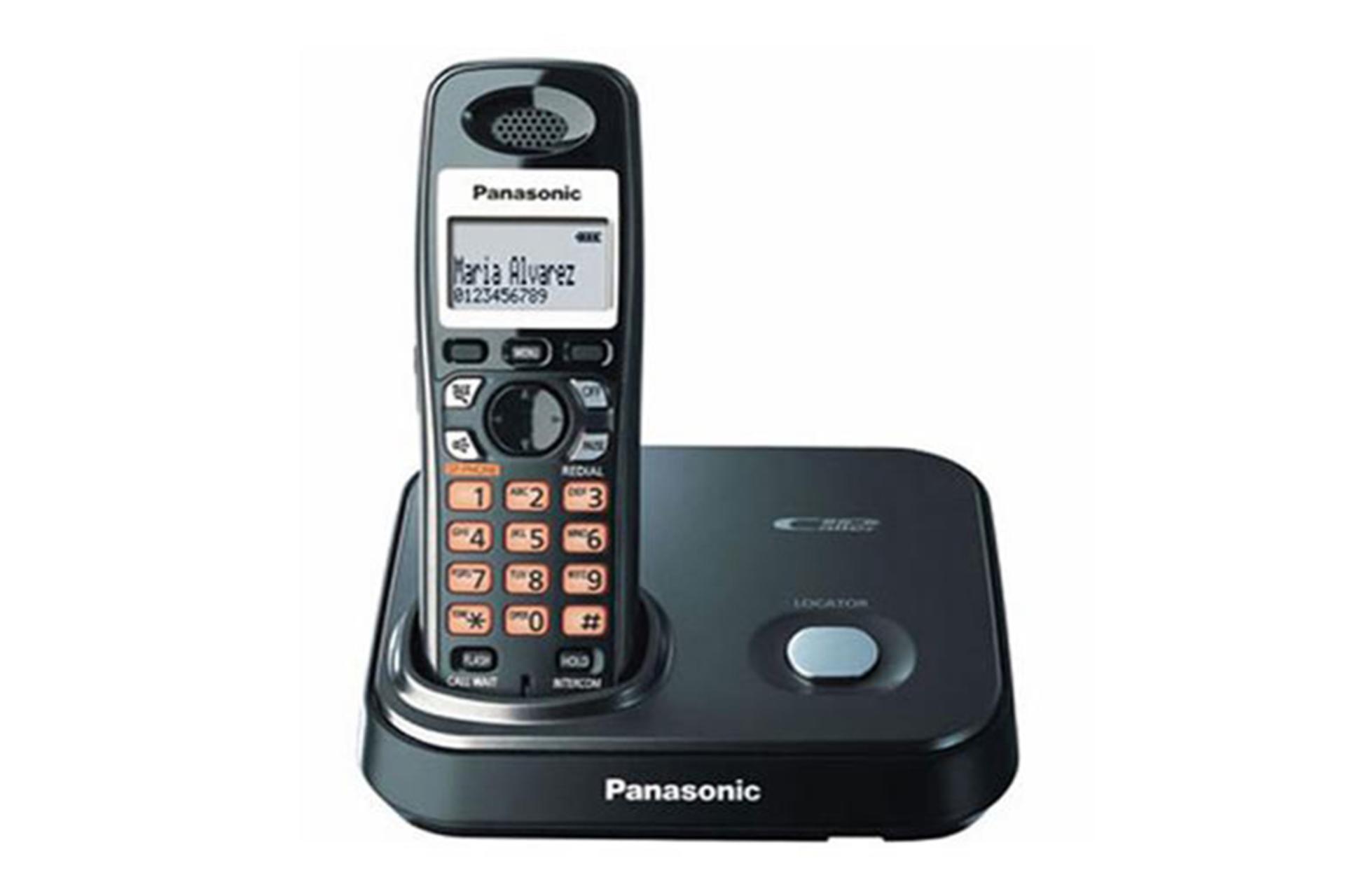 نمای رو به روی تلفن پاناسونیک KX-TG9311 با نمایش پایه و گوشی بی سیم