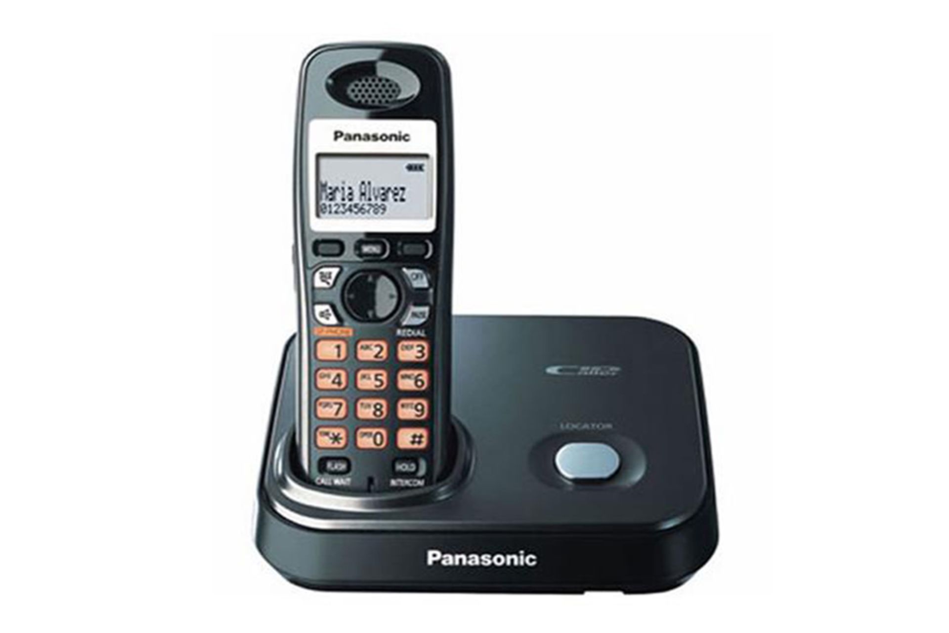 نمای رو به روی تلفن پاناسونیک KX-TG9311 با نمایش پایه و گوشی بی سیم