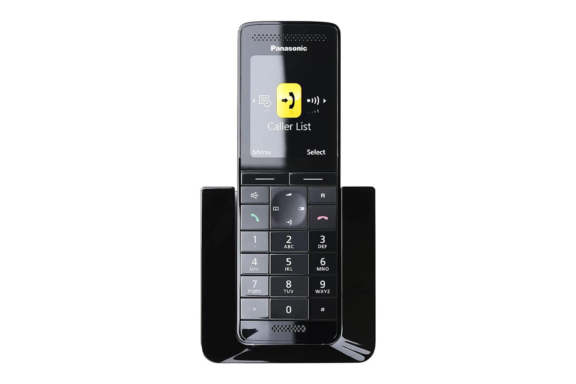 نمای نیمرخ تلفن پاناسونیک KX-PRS120 با نمایش پایه اصلی و گوشی بی سیم