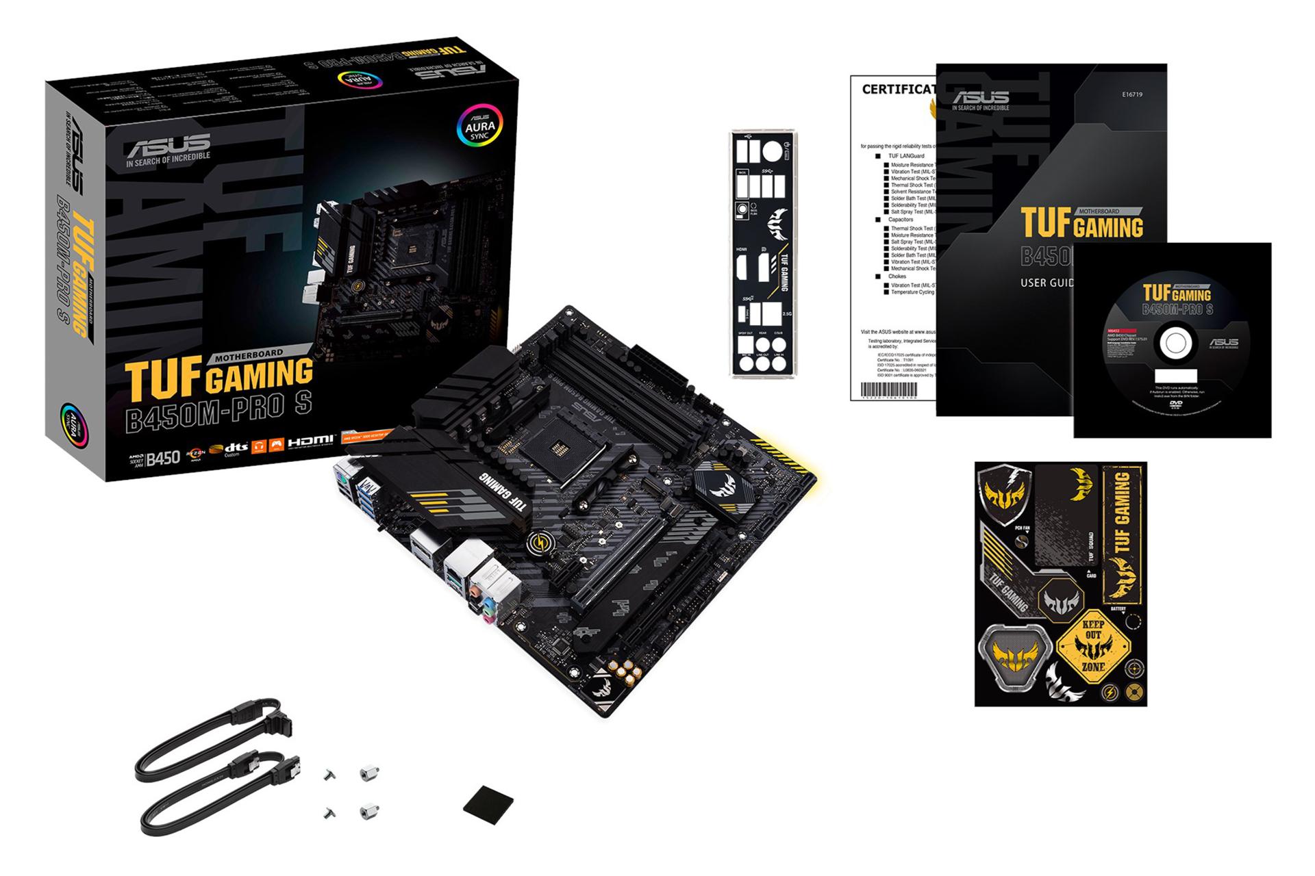 مادربرد ایسوس ASUS TUF GAMING B450M-PRO S با جعبه و اقلام همراه