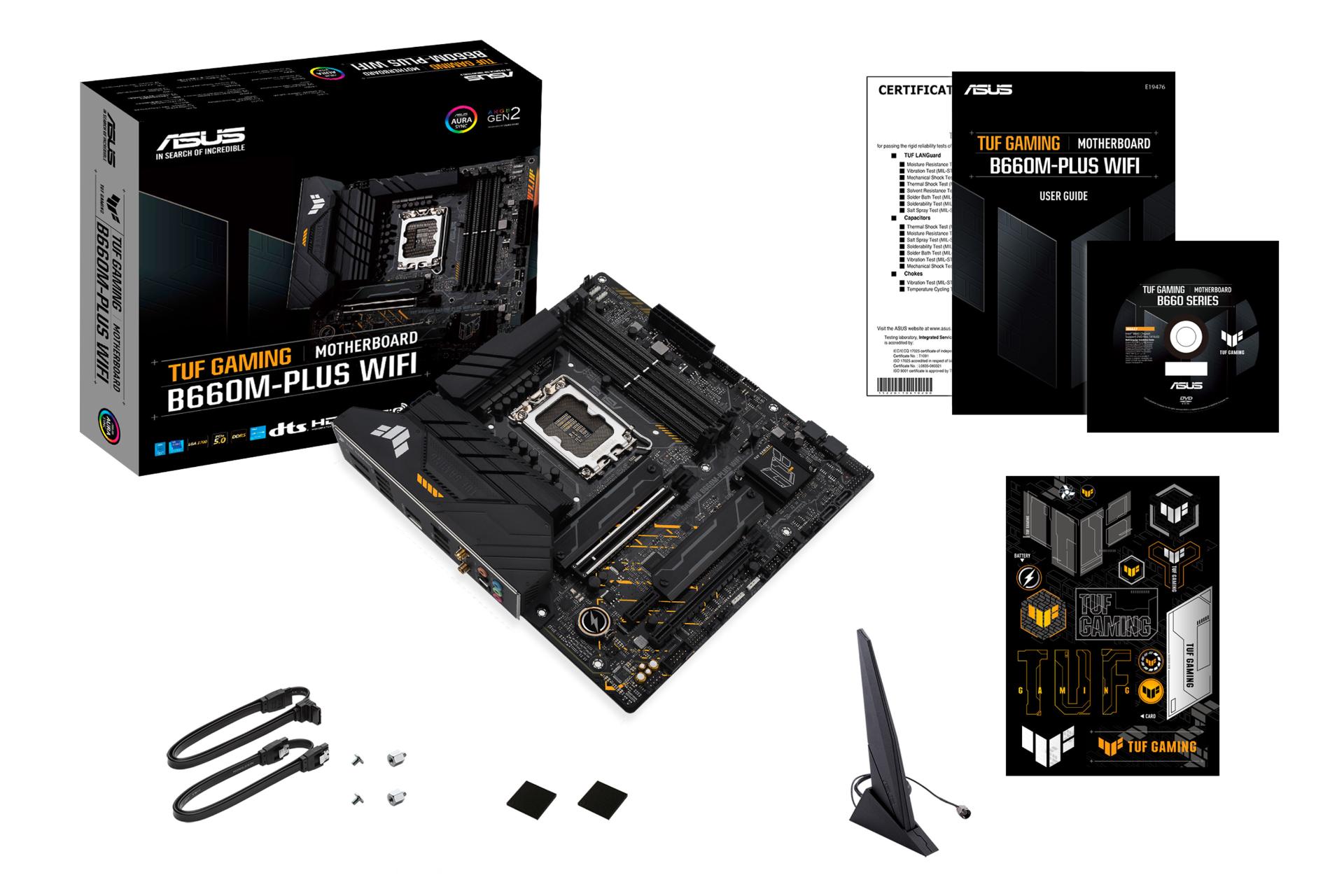 مادربرد ایسوس ASUS TUF GAMING B660M-PLUS WIFI با جعبه و اقلام همراه