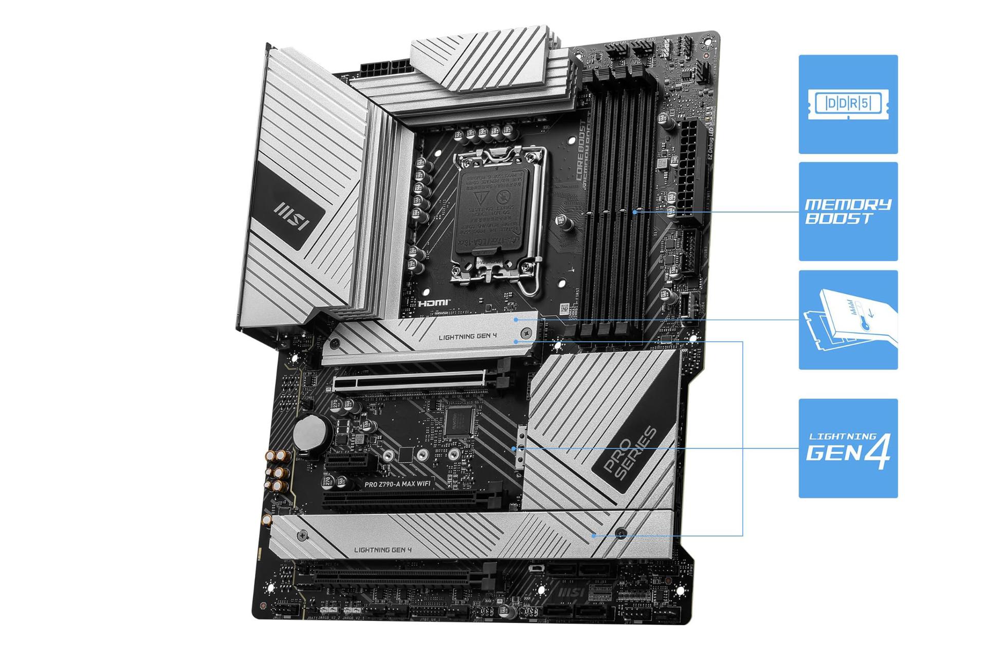 نمای کناری مادربرد ام اس آی MSI PRO Z790-A MAX WIFI