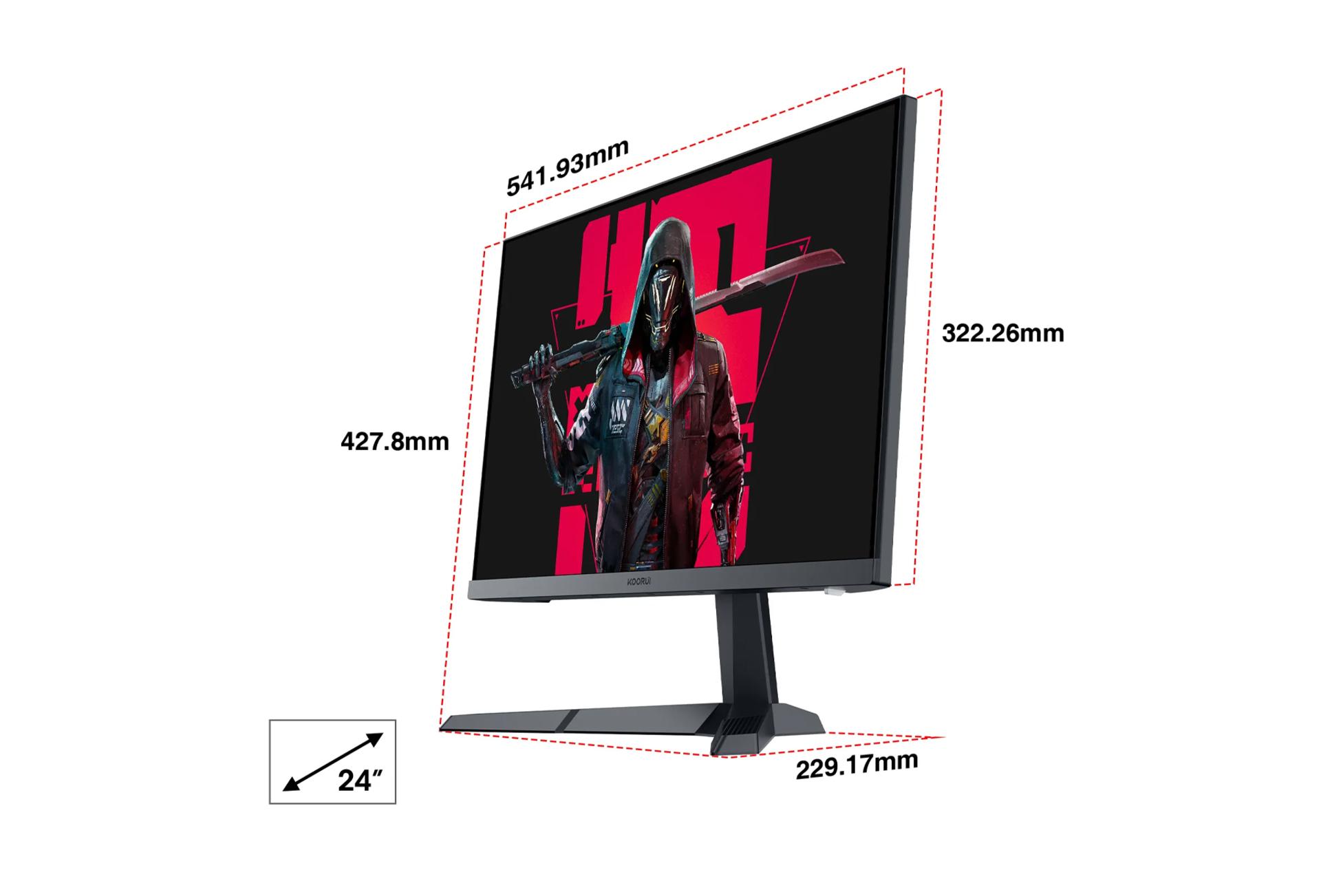 ابعاد و اندازه مانیتور کووری 24 اینچ مدل 24E3