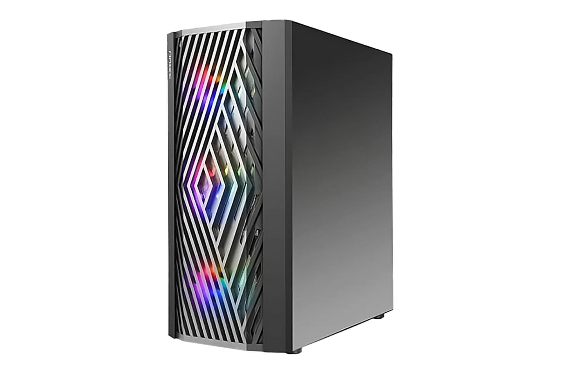 نمای نیمرخ کیس کامپیوتر انتک NX291 با نمایش پنل جلو و سمت راست