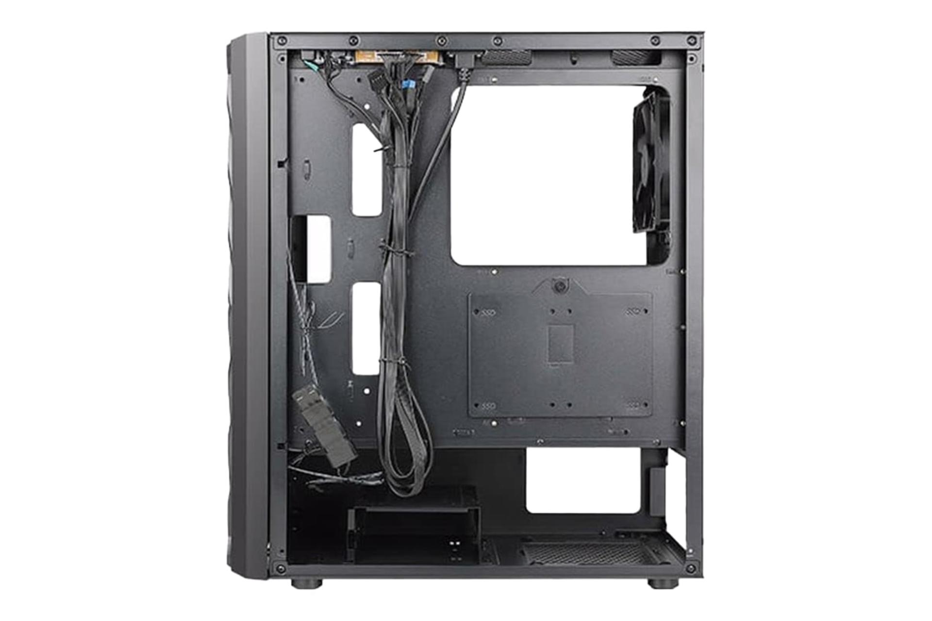 نمای داخلی پنل سمت راست کیس کامپیوتر انتک NX291 با نمایش محل نصب پاور و فضای مدیریت کابل