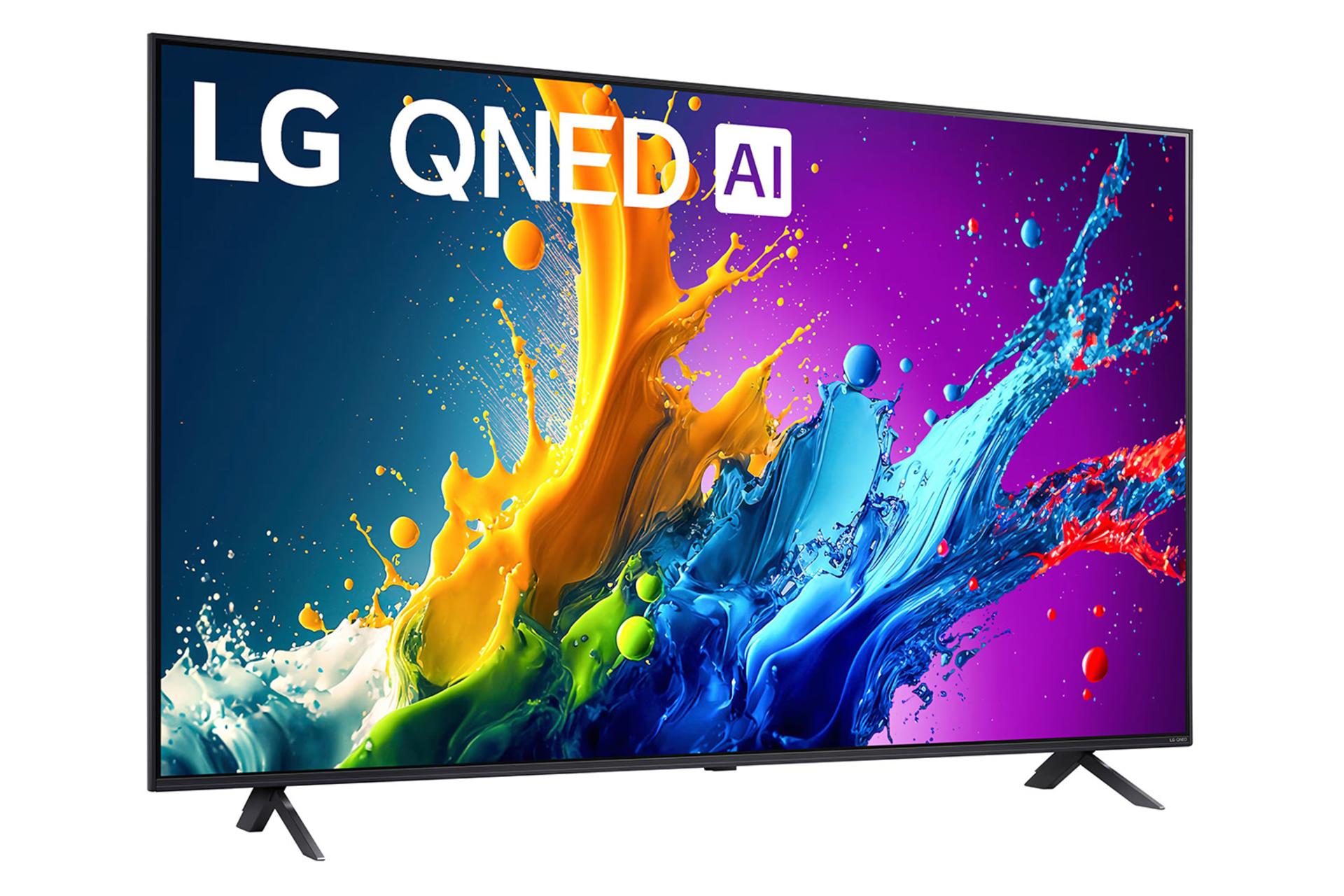 تلویزیون ال جی LG QNED80 2024 نمای جلو و چپ