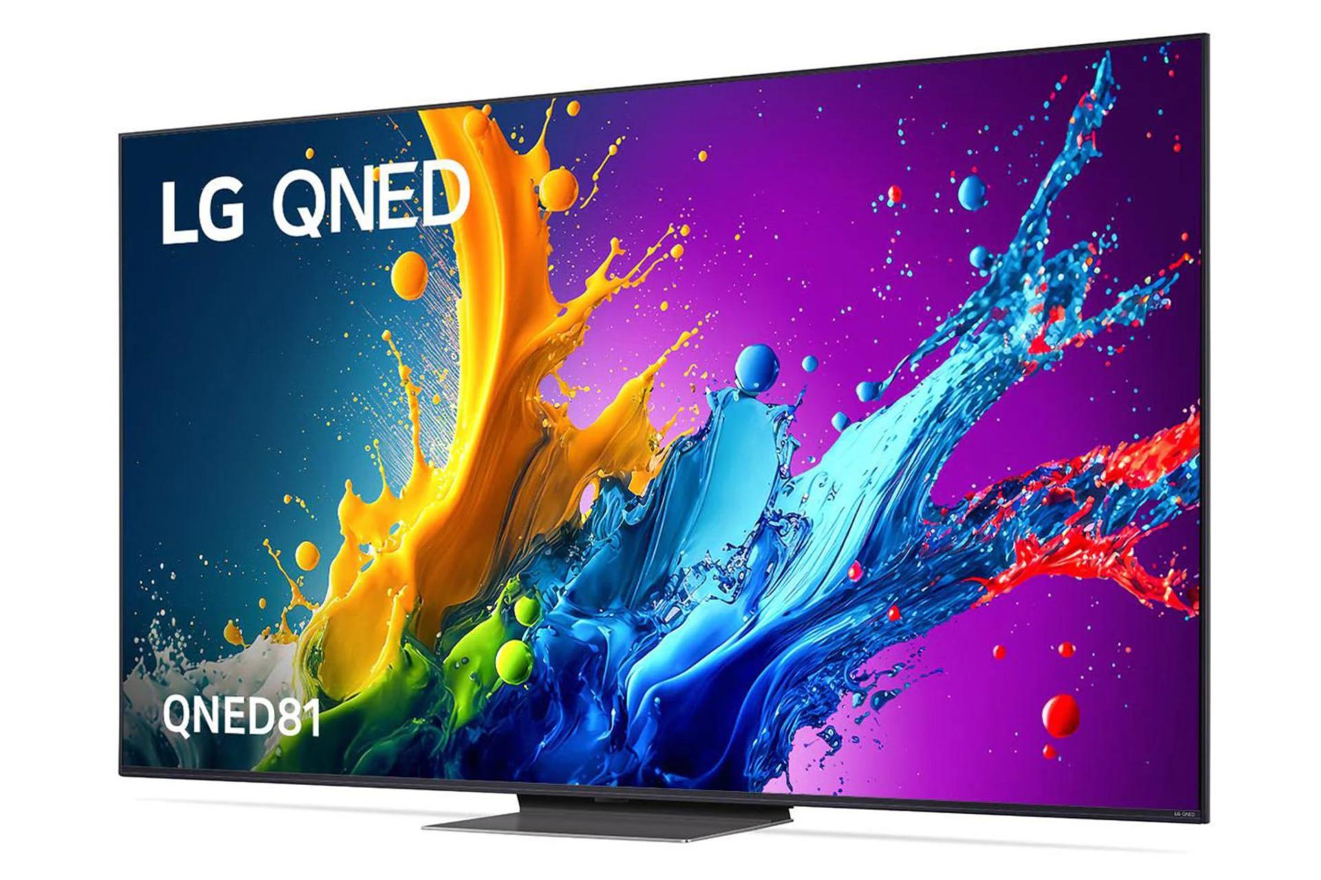 تلویزیون ال جی LG QNED81 2024 نمای جلو و راست