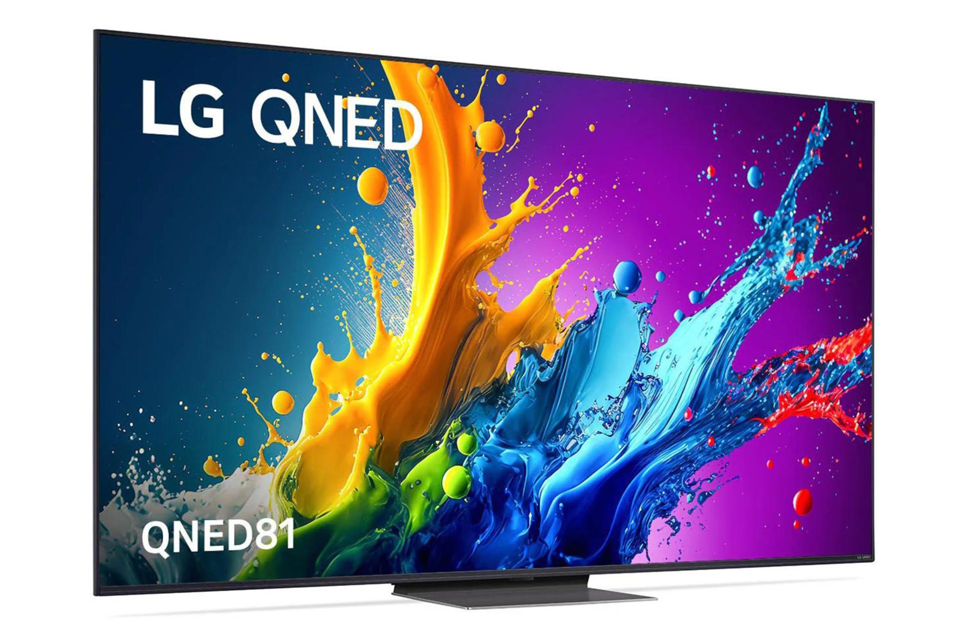 تلویزیون ال جی LG QNED81 2024 نمای جلو و چپ