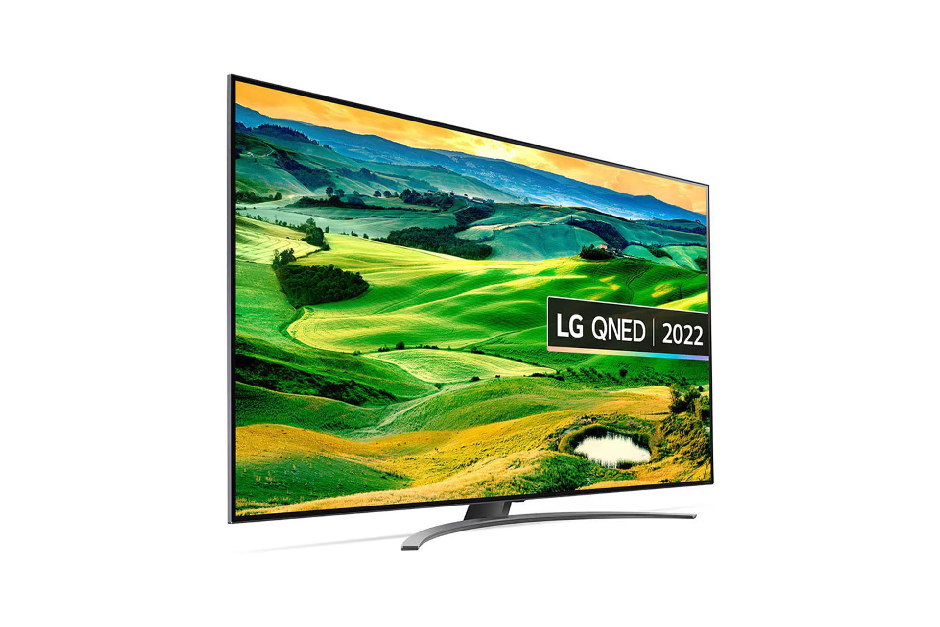 تلویزیون ال جی LG QNED81 2022 نمای جلو و چپ