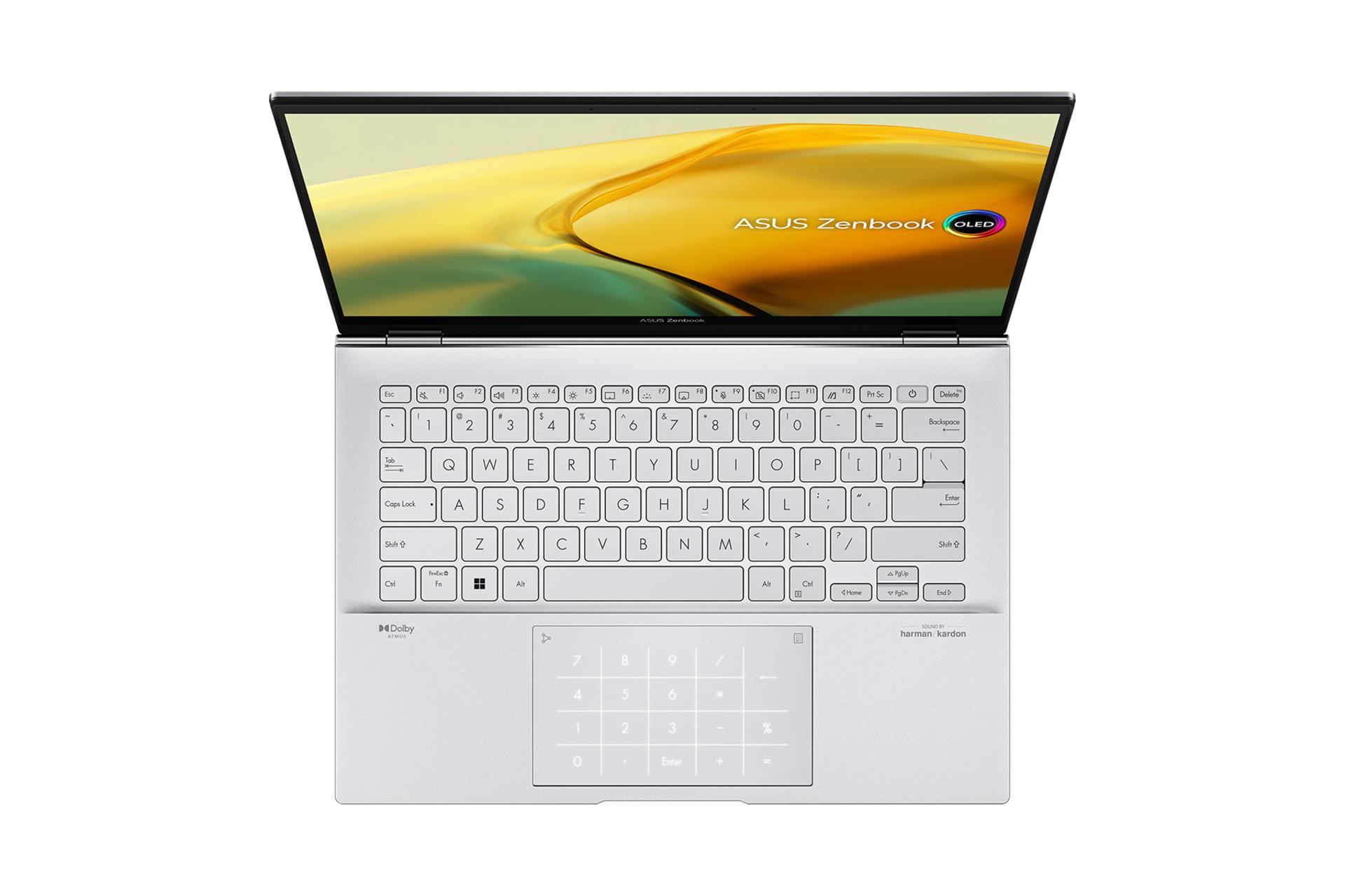 لپ تاپ ایسوس ASUS Zenbook 14 OLED UX3402VA رنگ نقره ای نمای بالا و کیبورد