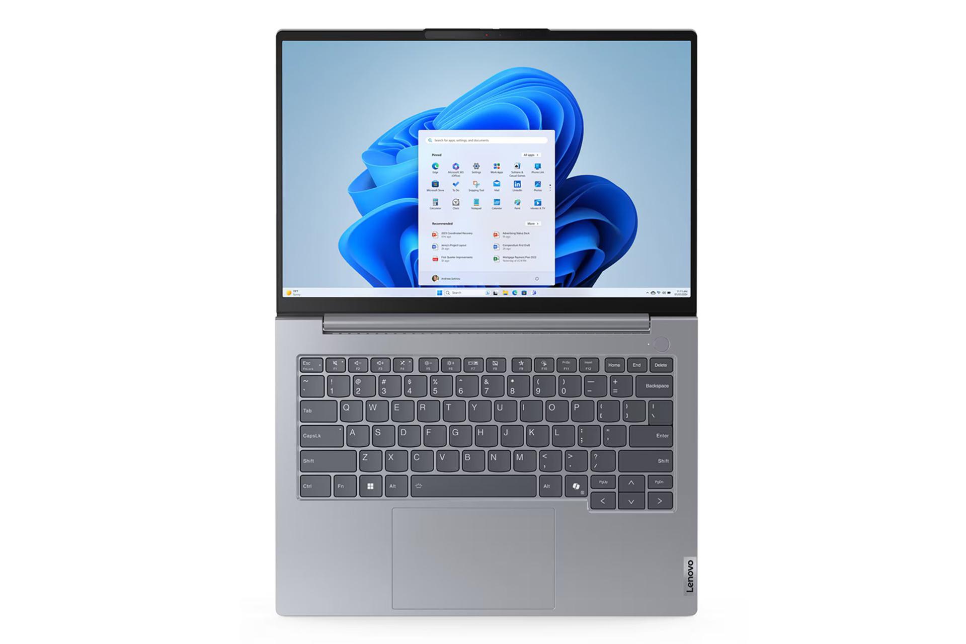 لپ تاپ لنوو Lenovo ThinkBook 14 G7 IML نمای بالا فلت و کیبورد