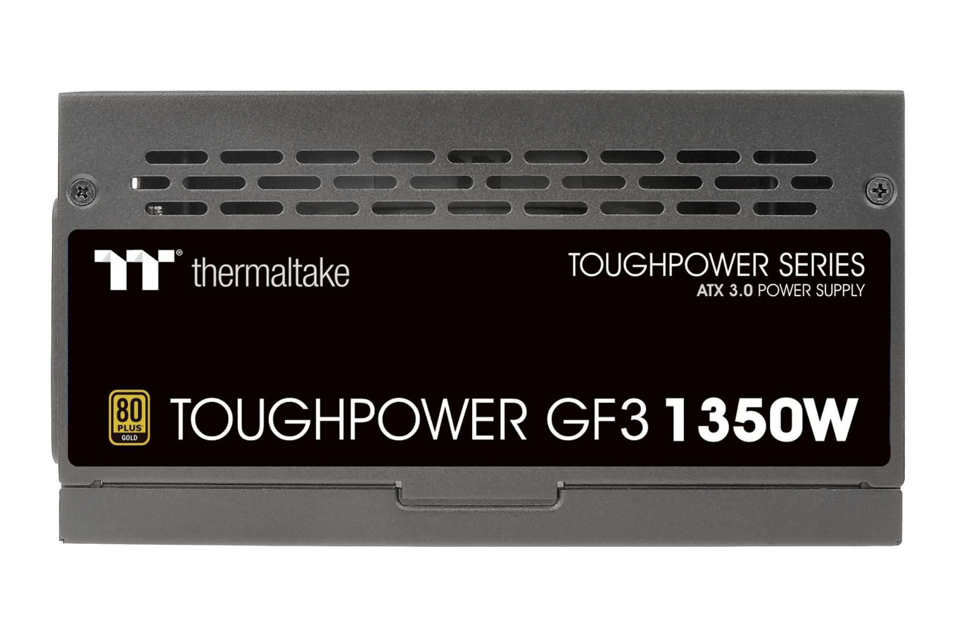 نمای پنل سمت چپ پاور کامپیوتر ترمالتیک Toughpower GF3 با توان 1350 وات با نمایش لوگو