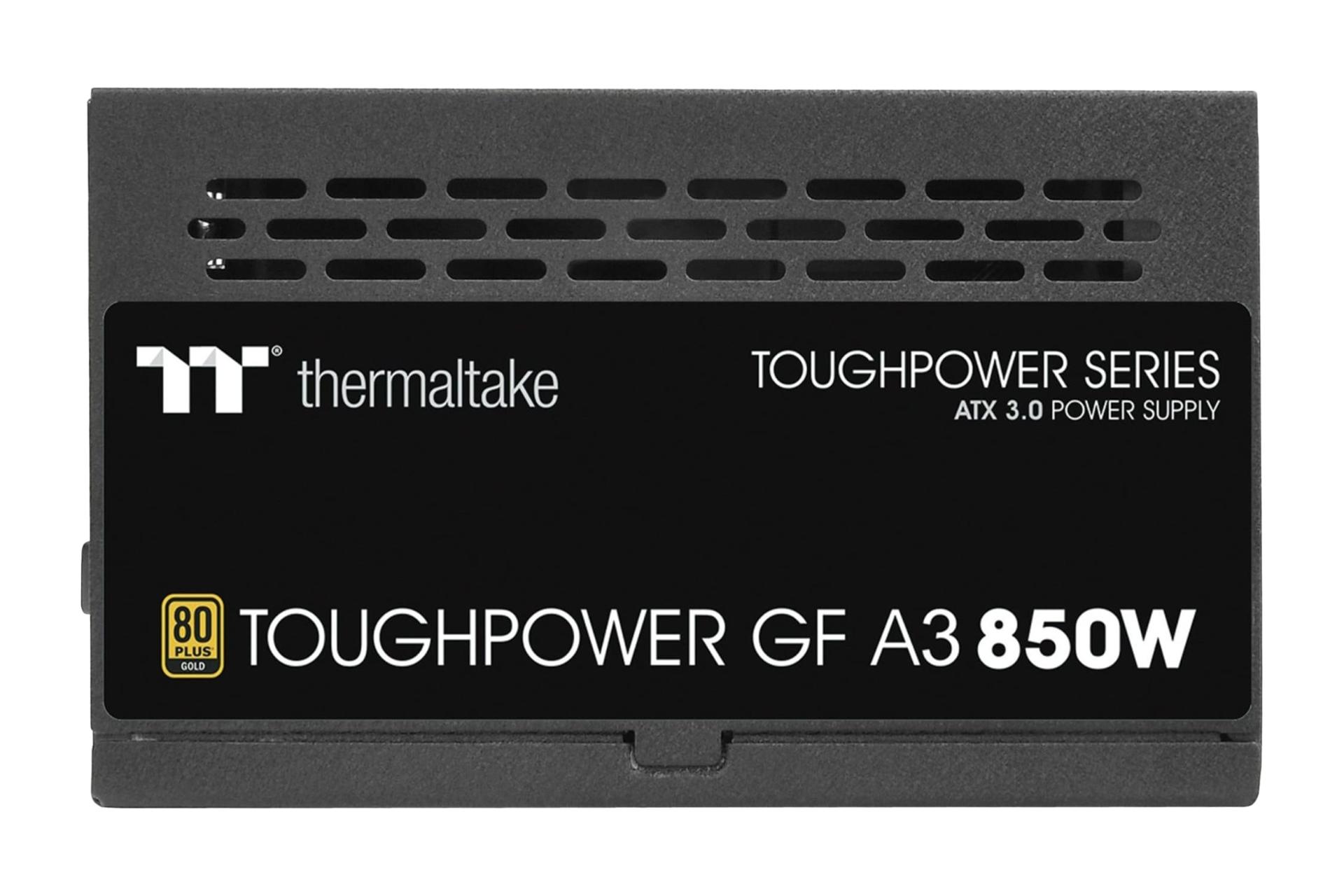 نمای پنل کناری پاور کامپیوتر ترمالتیک Toughpower GF A3 با توان 850 وات با نمایش لوگو