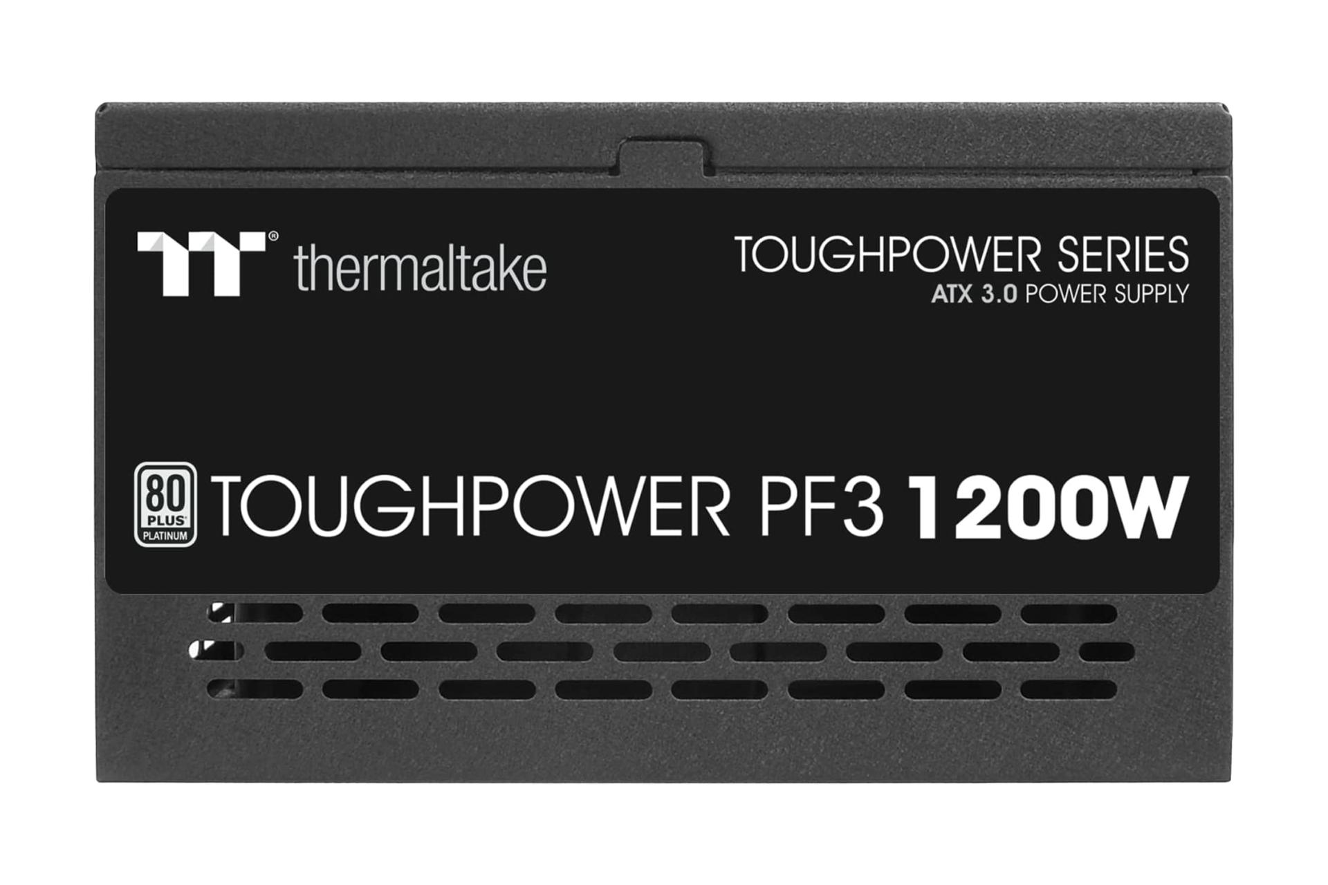 نمای پنل کناری پاور کامپیوتر ترمالتیک Toughpower PF3 با توان 1200 وات با نمایش لوگو