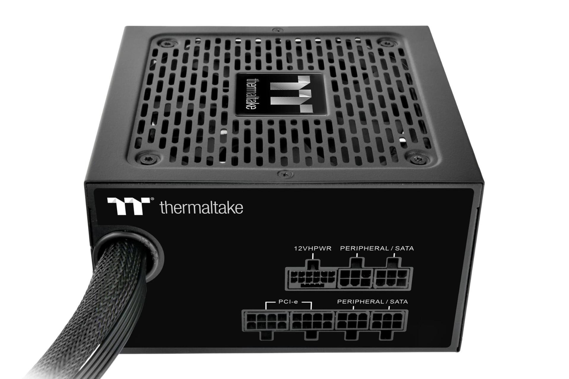 نمای پنل اتصالات پاور کامپیوتر ترمالتیک Smart BM3 با توان 750 وات با نمایش درگاه ها و کابل ها