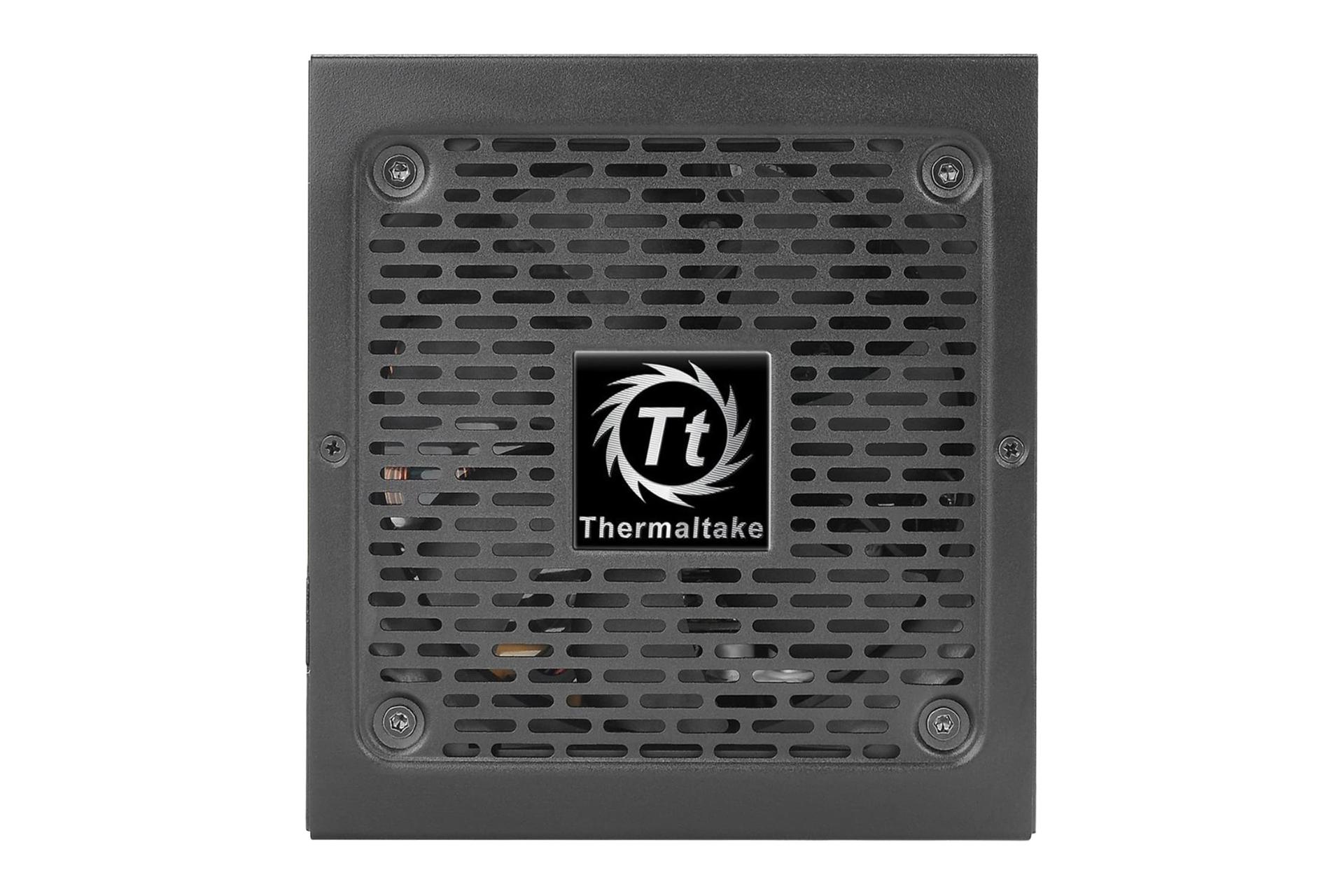 نمای پنل زیر پاور کامپیوتر ترمالتیک Toughpower GX1 با توان 500 وات با نمایش فن و لوگو