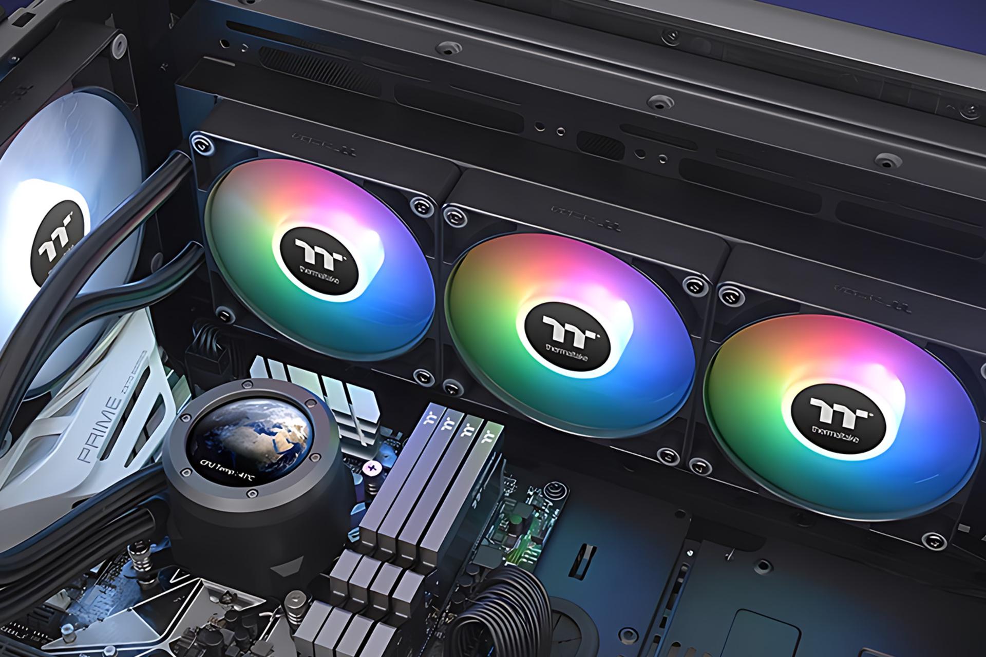 نمای نصب شده خنک کننده مایع ترمالتیک Thermaltake TH360 V2 Ultra ARGB