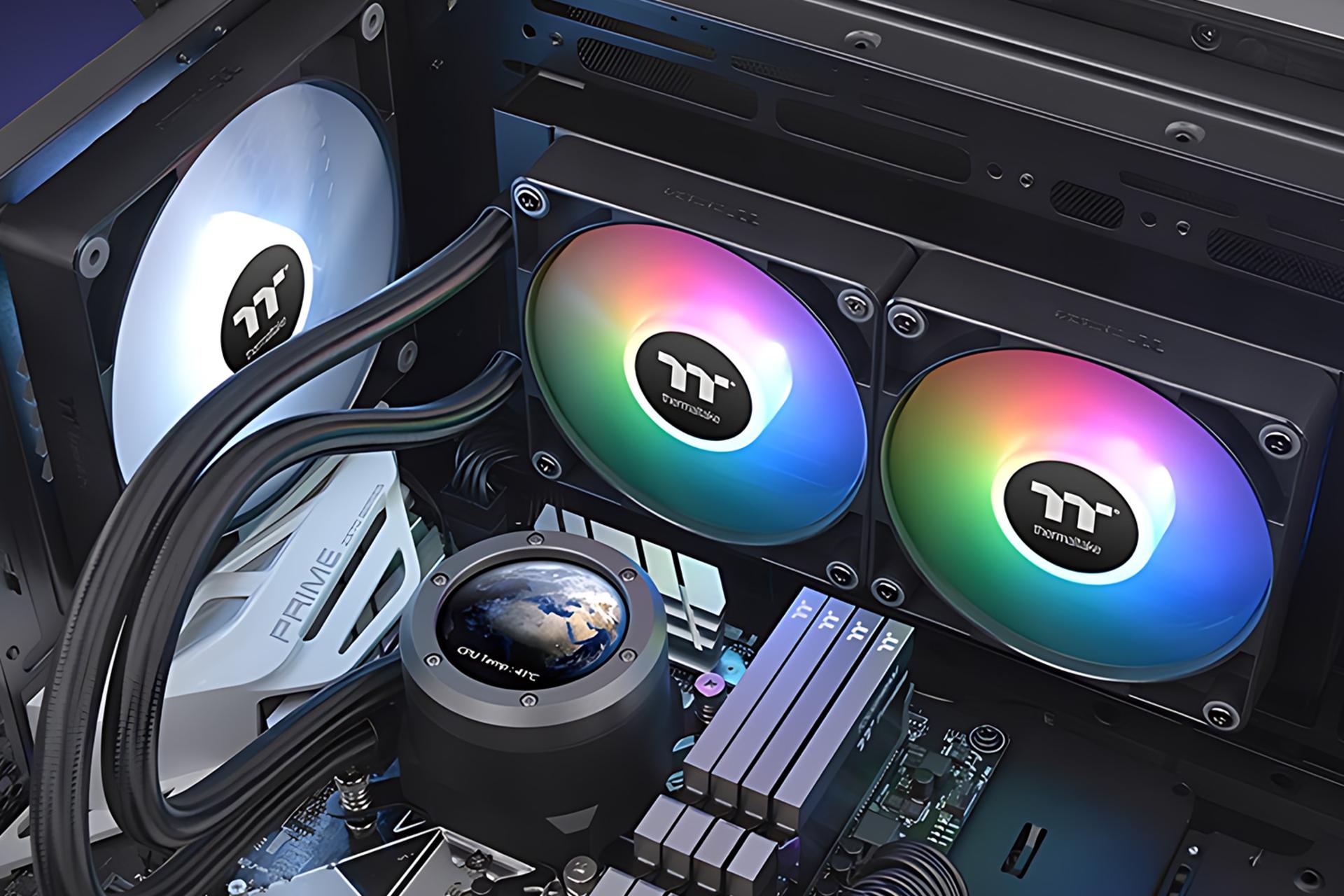 نمای نصب شده خنک کننده مایع ترمالتیک Thermaltake TH240 V2 Ultra ARGB
