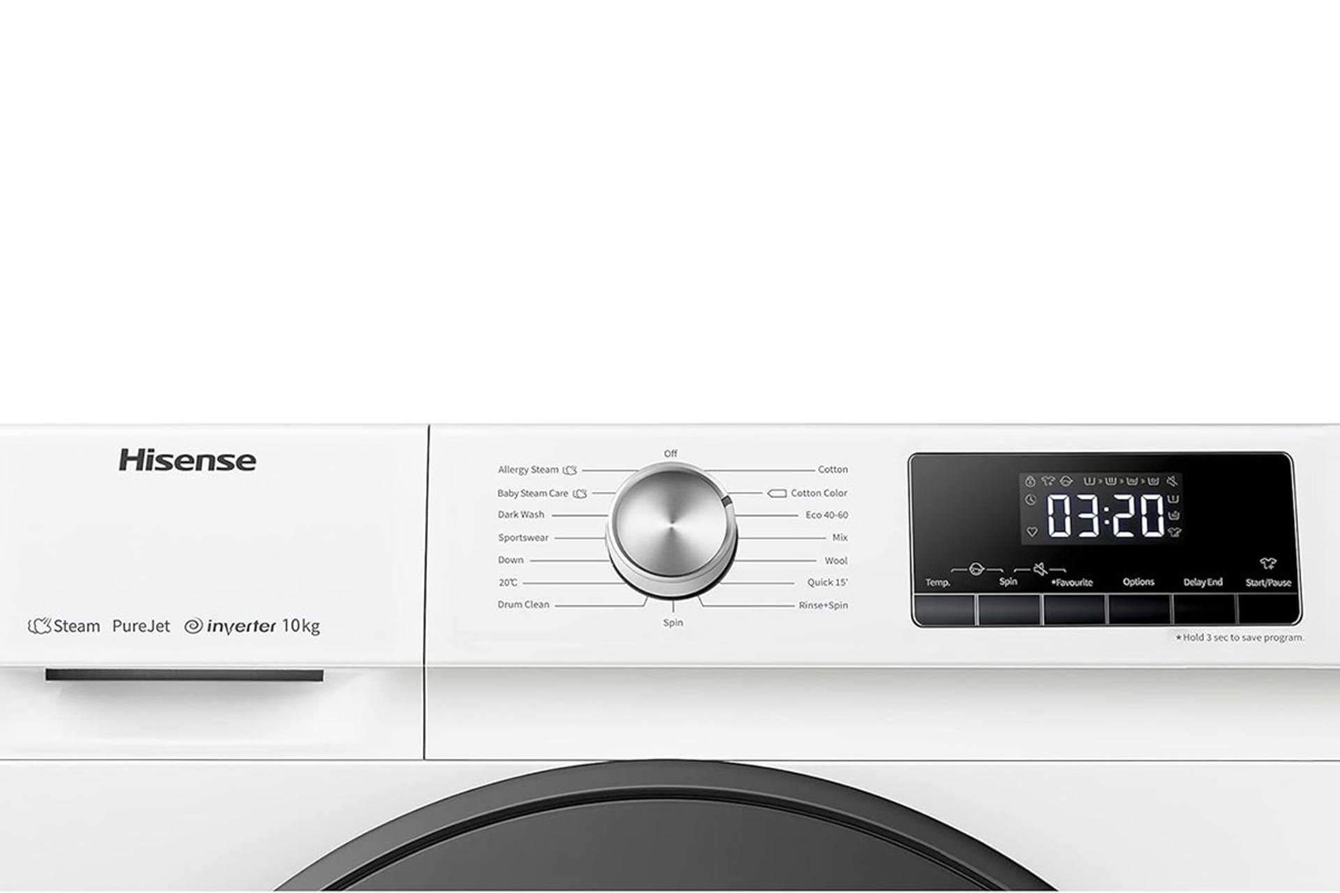 ماشین لباسشویی هایسنس Hisense WFQA1014EVJM نمای نمایشگر و دکمه های کنترل عملکرد