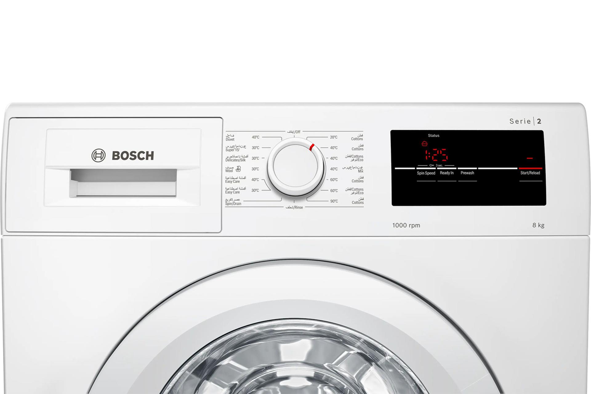 ماشین لباسشویی بوش Bosch WAJ20180GC نمایشگر جلو  و دکمه های کنترل عملکرد