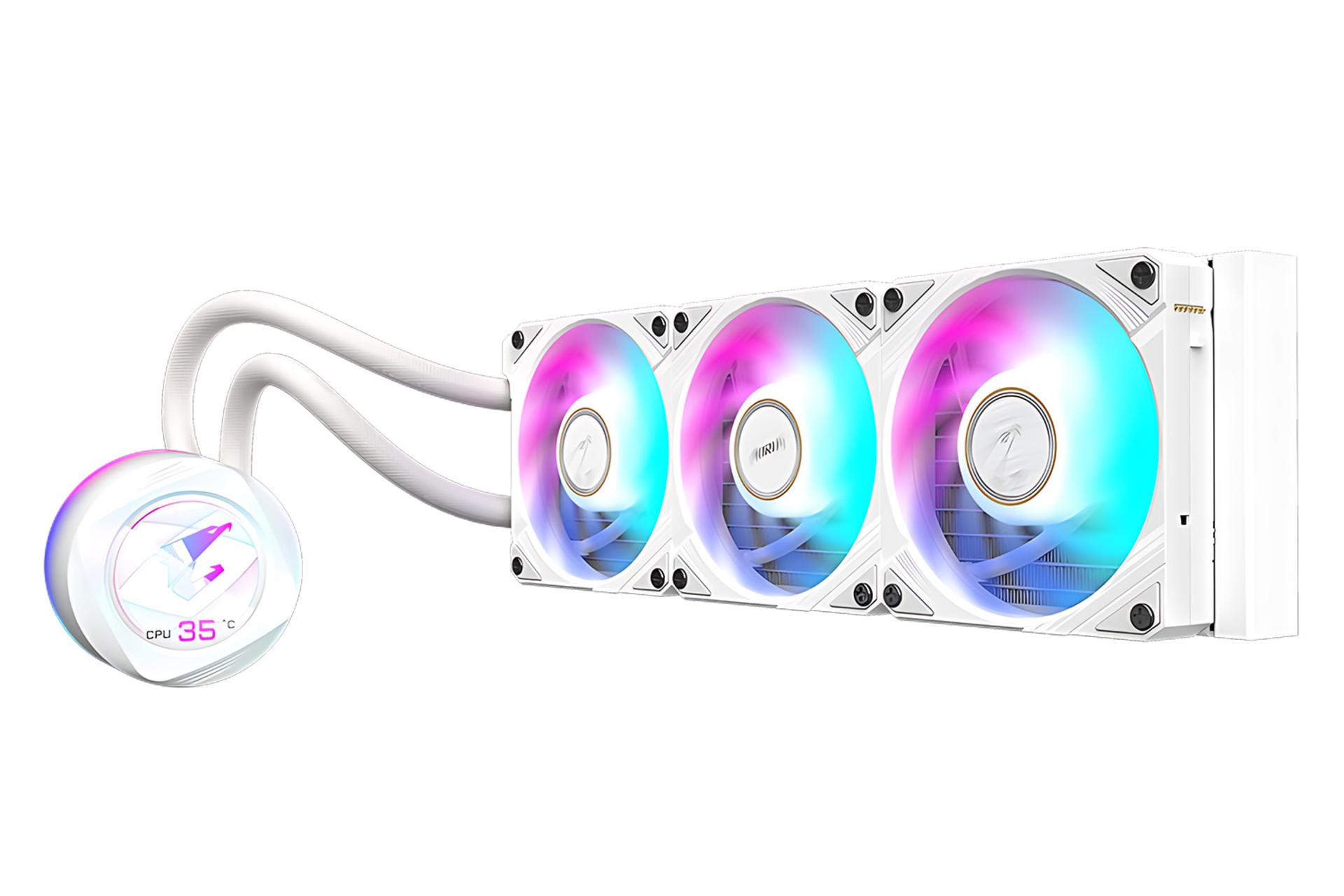 نمای کناری خنک کننده مایع گیگابایت GIGABYTE AORUS WATERFORCE X II 360 ICE